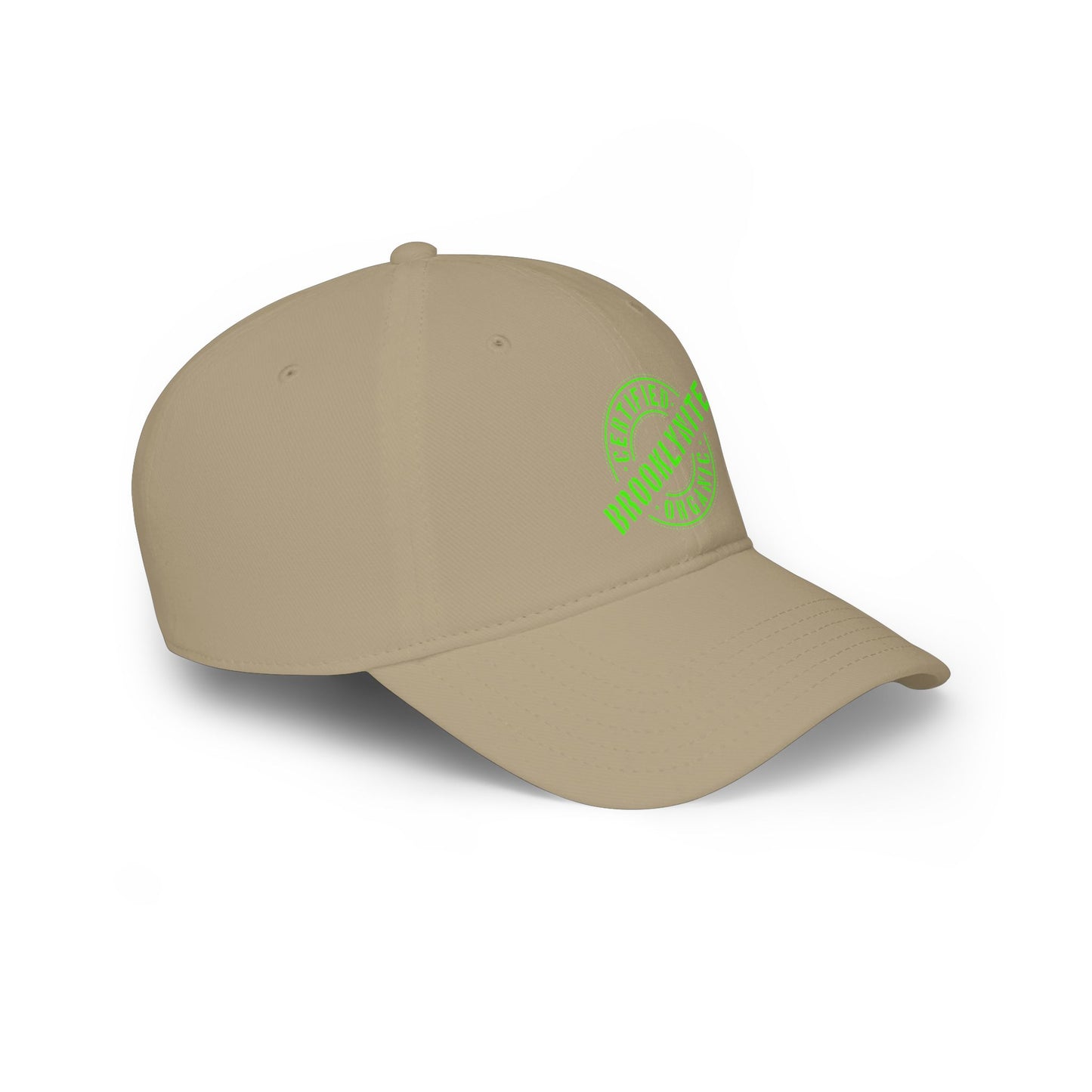 Low-Profile Baseball Cap "Certified Organic Brooklynite" - White w/Green Stamp