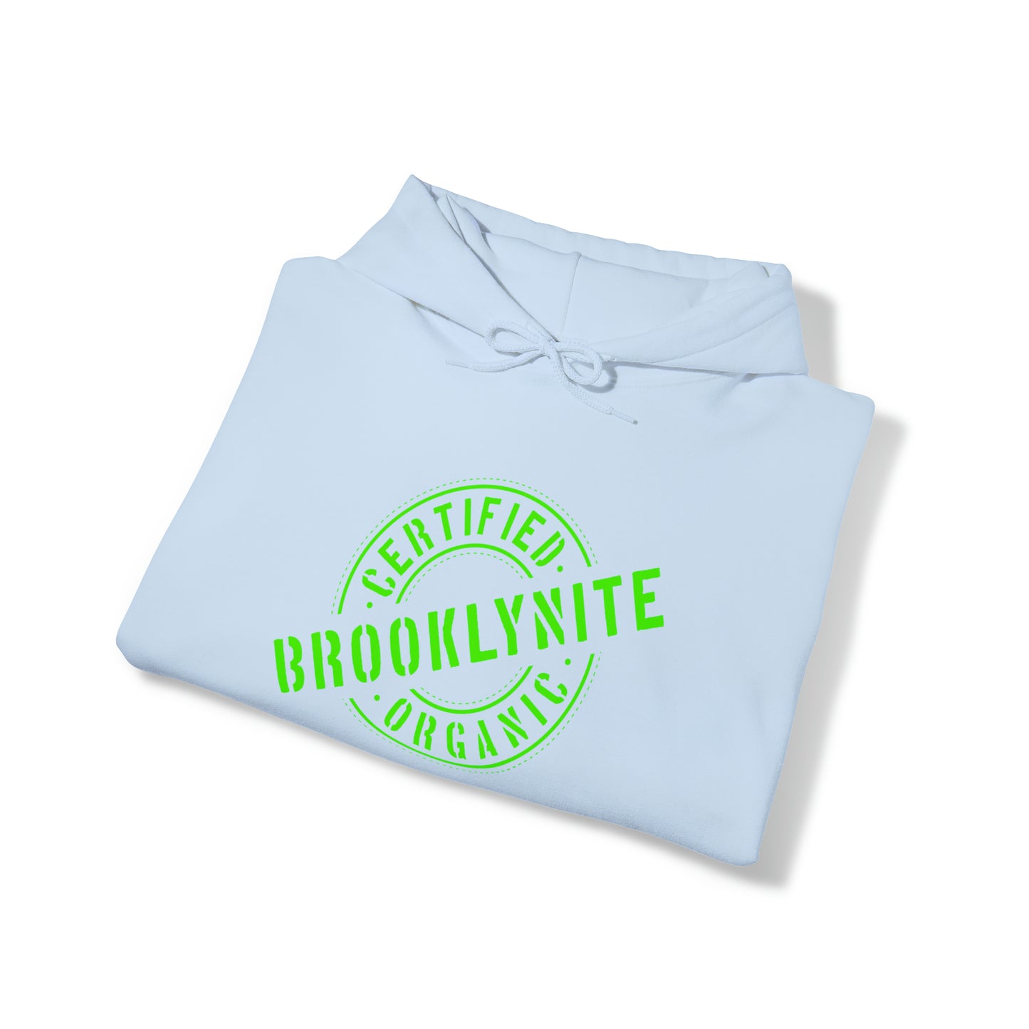Unisex Hooded Sweatshirt "Certified Organic Brooklynite" - Light Blue