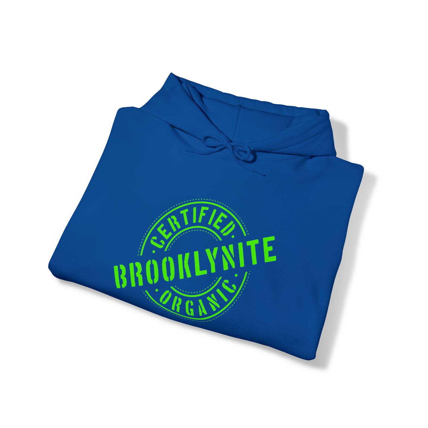 Unisex Hooded Sweatshirt "Certified Organic Brooklynite" - Royal Blue