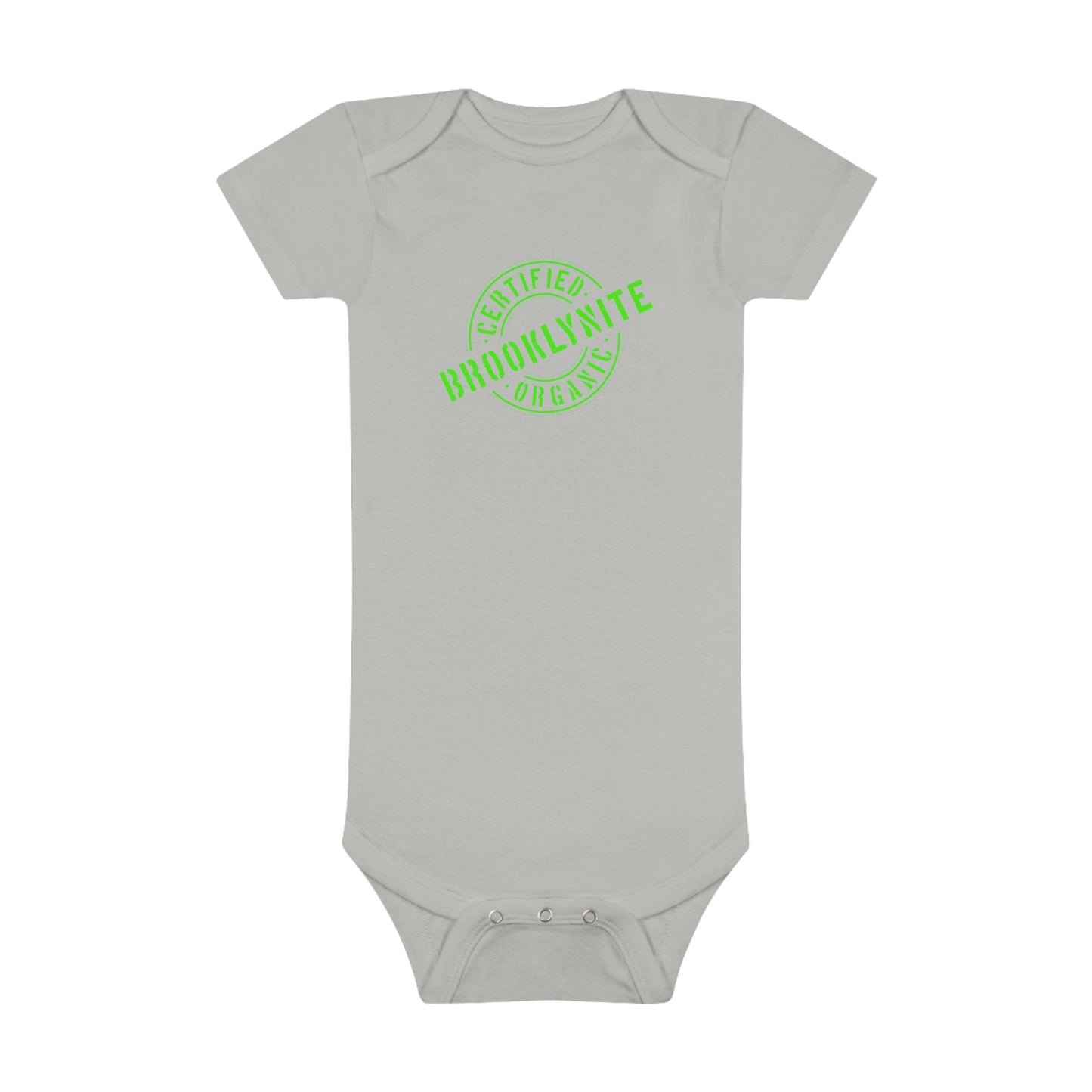 Baby Short Sleeve Onesie® "Certified Organic Brooklynite" - Grey