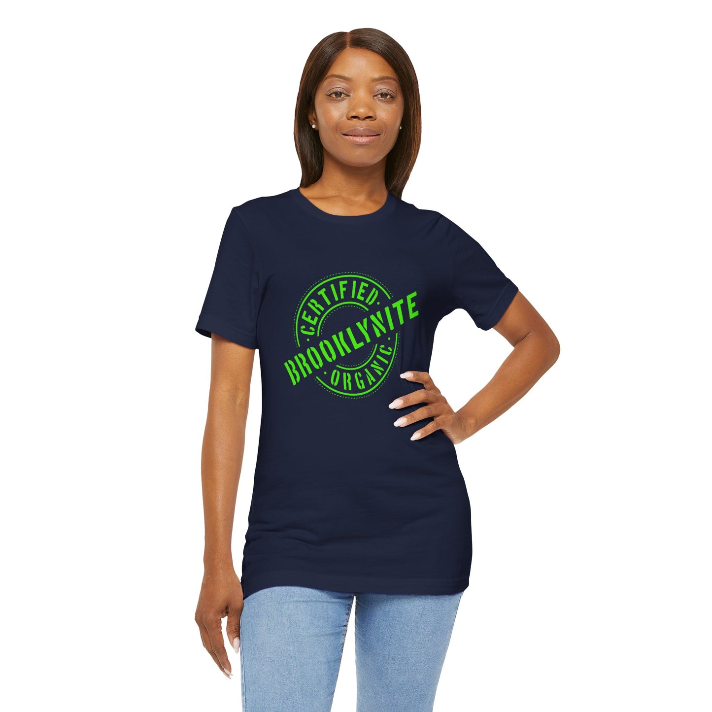 Unisex "Certified Organic Brooklynite"Jersey Short Sleeve Tee - Green Stamp