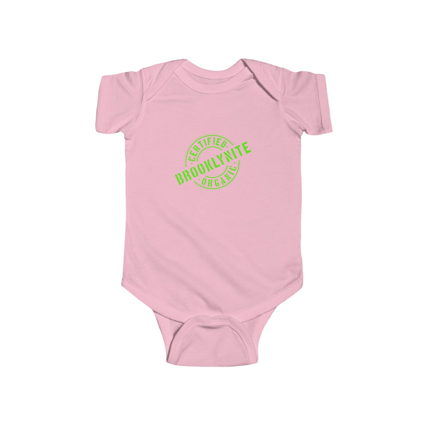 Infant Short Sleeve Bodysuit/Onesie "Certified Organic Brooklynite" - Green Stamp