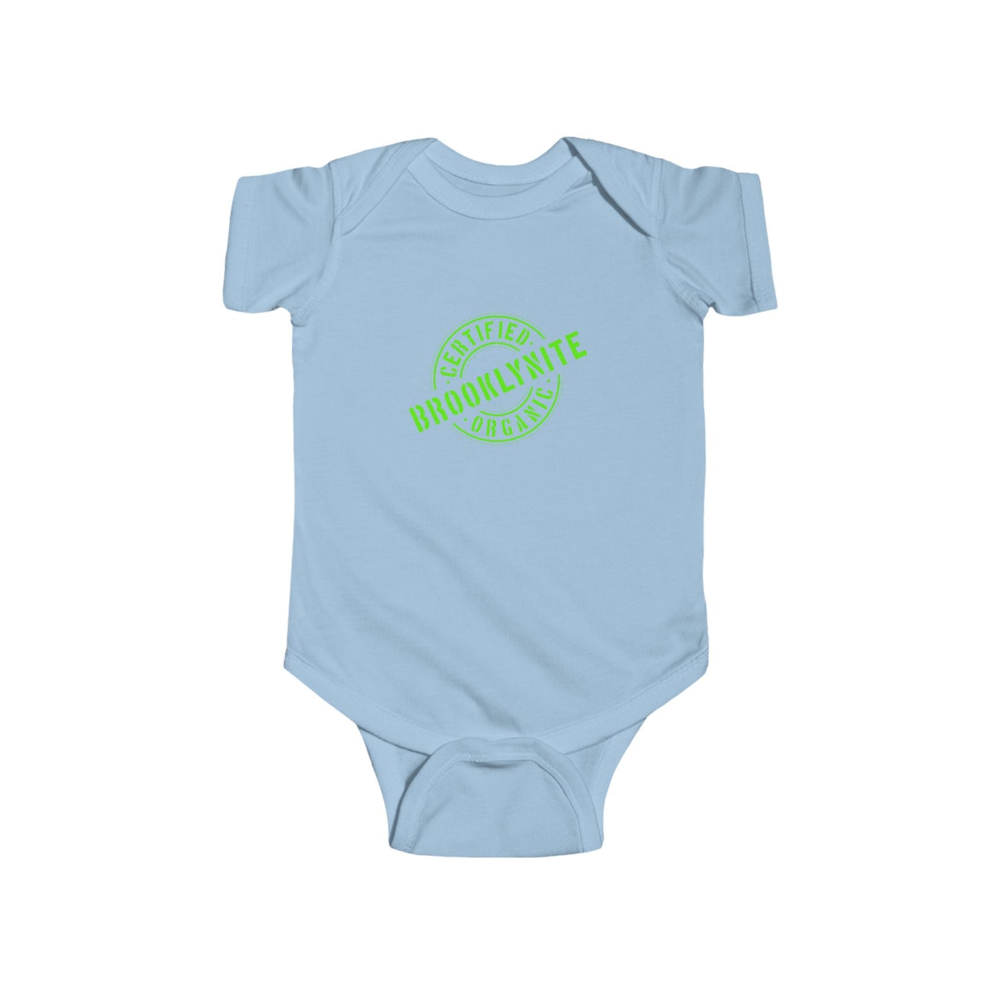 Infant Short Sleeve Bodysuit/Onesie "Certified Organic Brooklynite" - Green Stamp