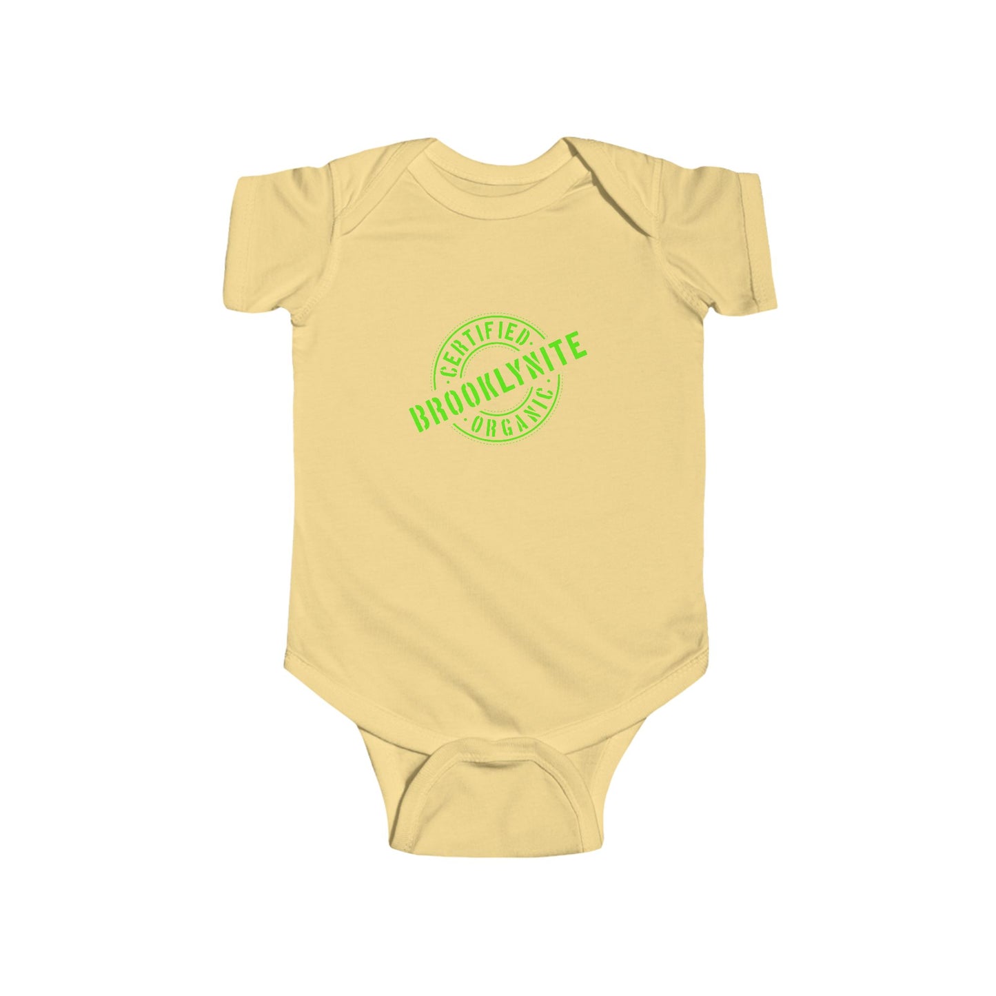 Infant Short Sleeve Bodysuit/Onesie "Certified Organic Brooklynite" - Green Stamp