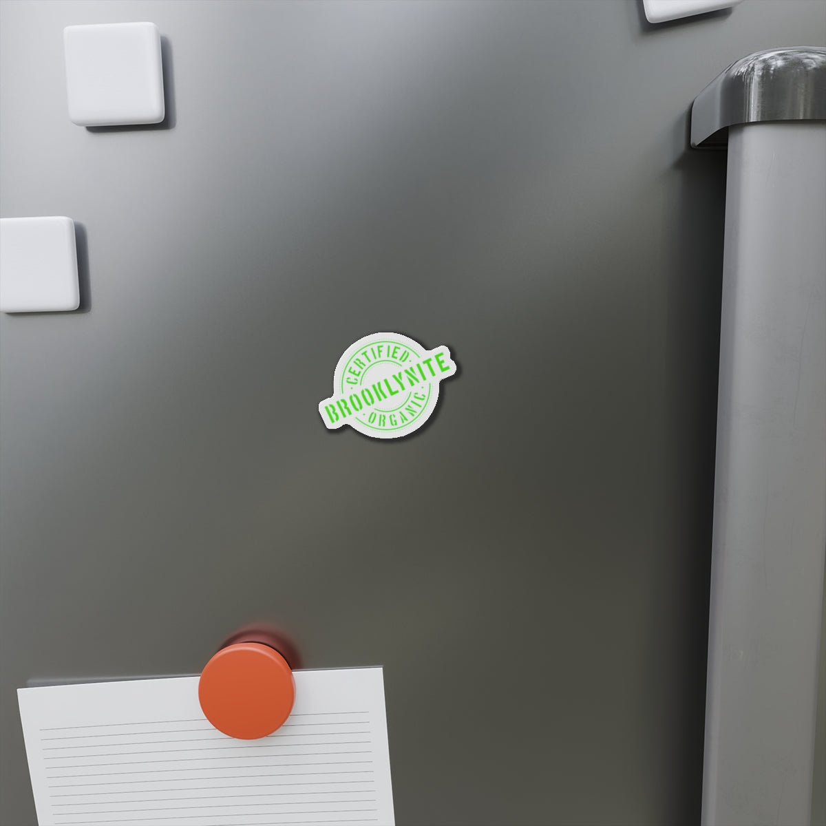 Die-Cut Refrigerator Magnet"Certified Brooklynite Organic" Green Stamp