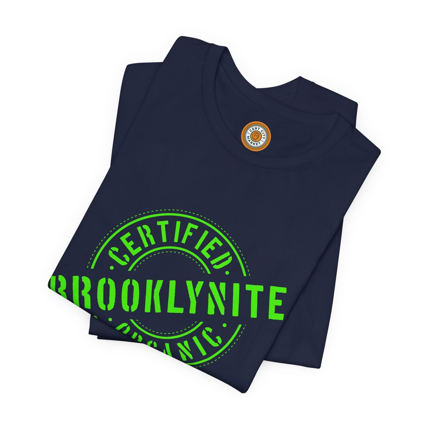 Unisex "Certified Organic Brooklynite"Jersey Short Sleeve Tee - Green Stamp