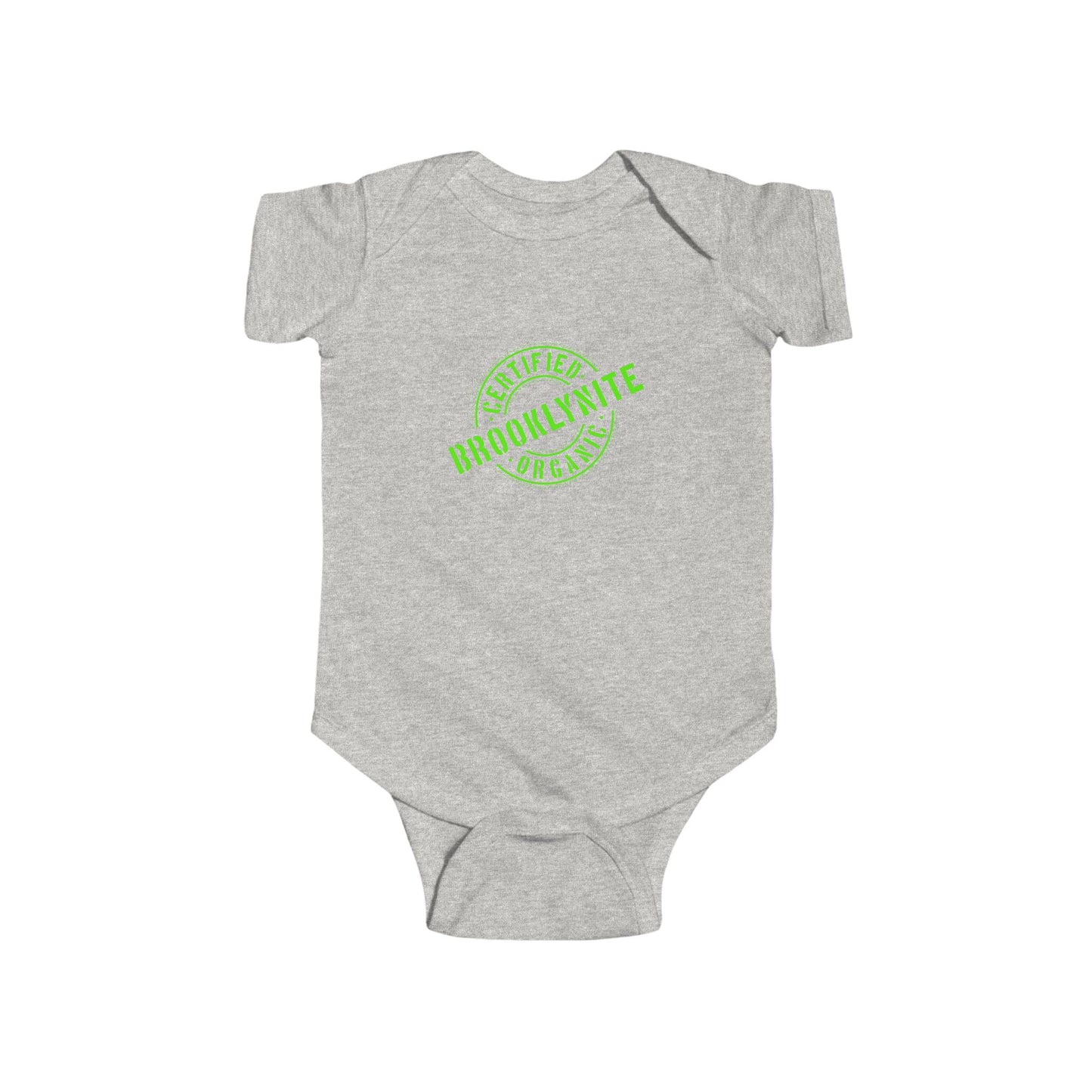 Infant Short Sleeve Bodysuit/Onesie "Certified Organic Brooklynite" - Green Stamp
