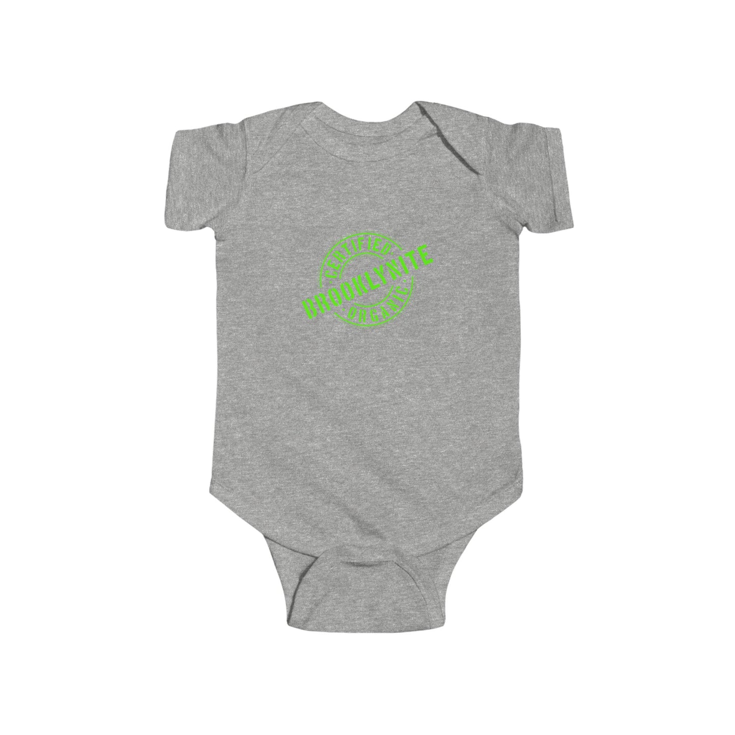 Infant Short Sleeve Bodysuit/Onesie "Certified Organic Brooklynite" - Green Stamp