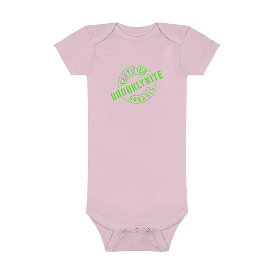 Baby Short Sleeve Onesie® "Certified Organic Brooklynite" - Pink