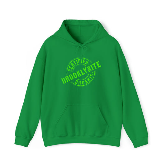 Unisex Hooded Sweatshirt "Certified Organic Brooklynite" - Green