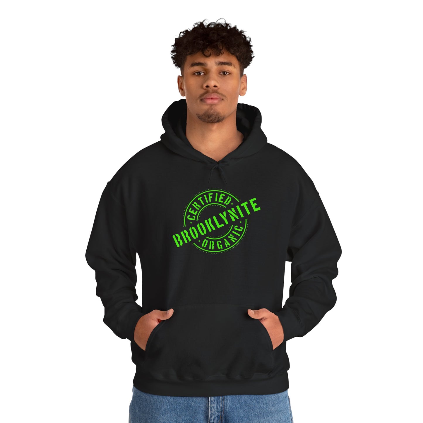 Unisex Hooded Sweatshirt "Certified Organic Brooklynite" — Green Stamp