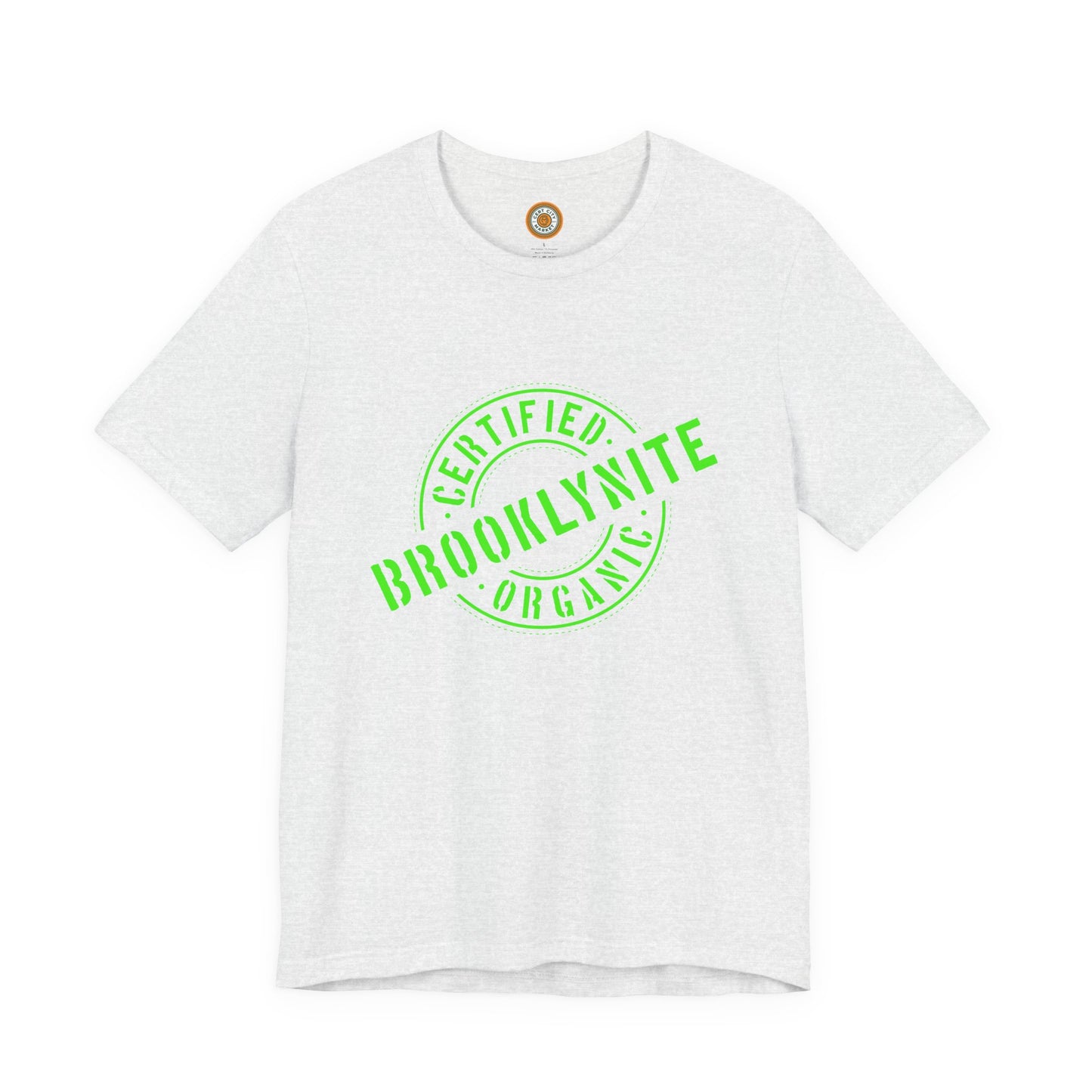 Unisex "Certified Organic Brooklynite"Jersey Short Sleeve Tee - Green Stamp