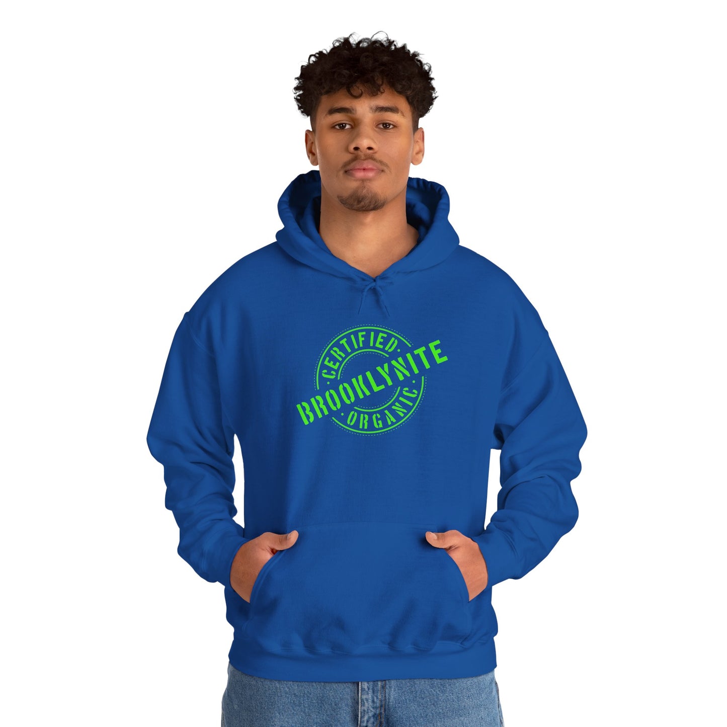 Unisex Hooded Sweatshirt "Certified Organic Brooklynite" — Green Stamp