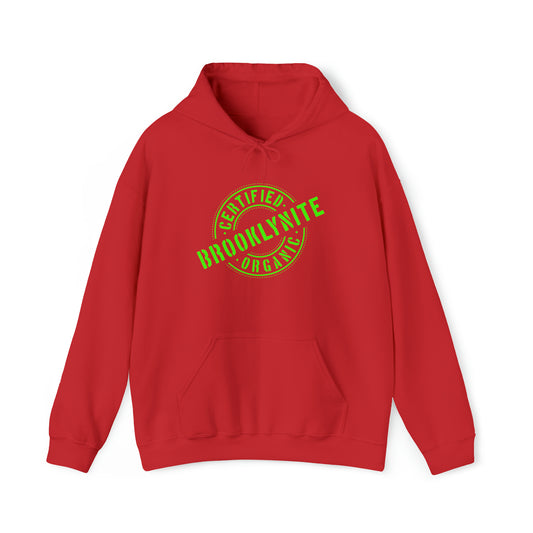 Unisex Hooded Sweatshirt "Certified Organic Brooklynite" - Red