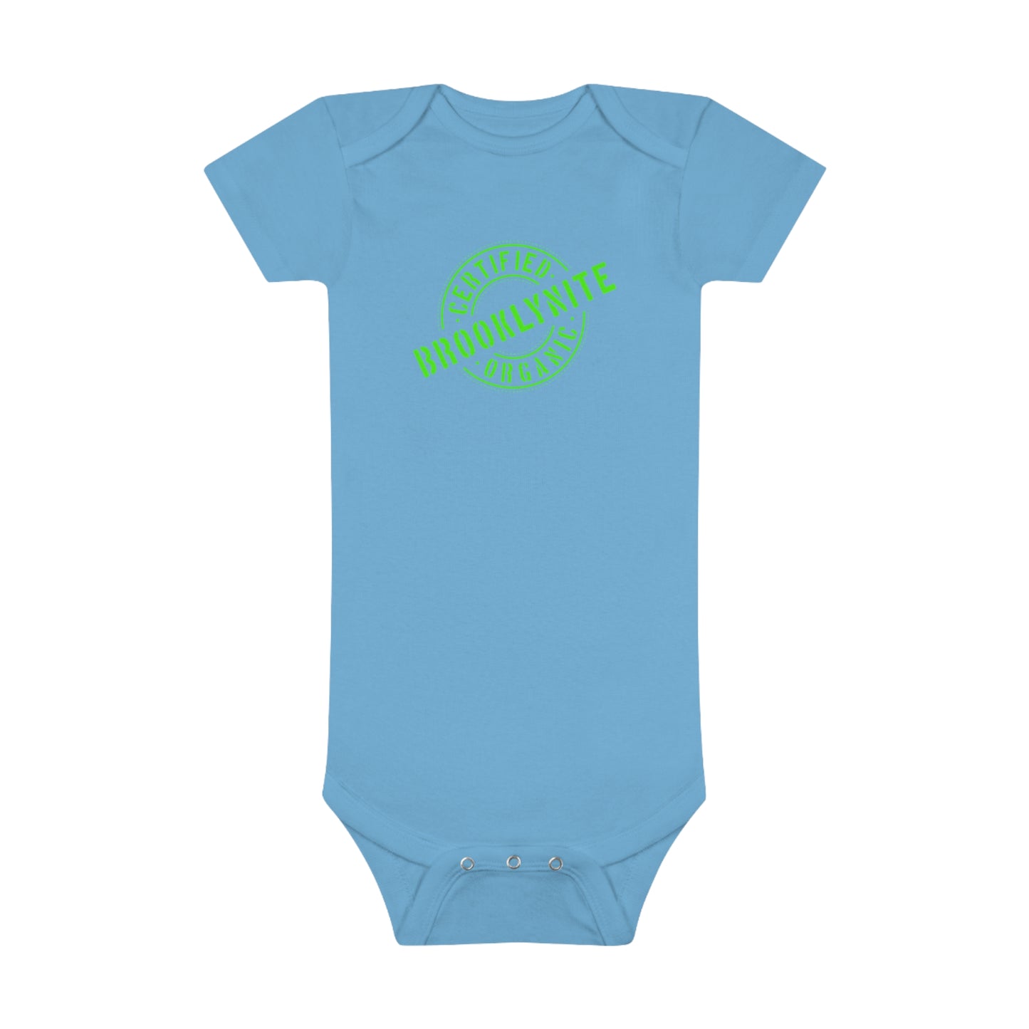 Baby Short Sleeve Onesie® "Certified Organic Brooklynite" - Blue