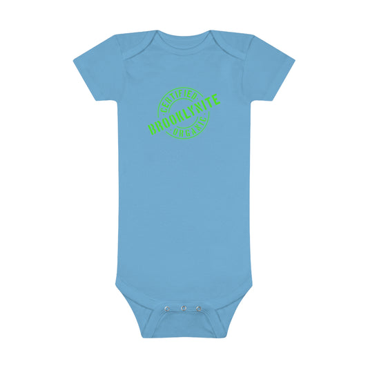 Baby Short Sleeve Onesie® "Certified Organic Brooklynite" - Blue