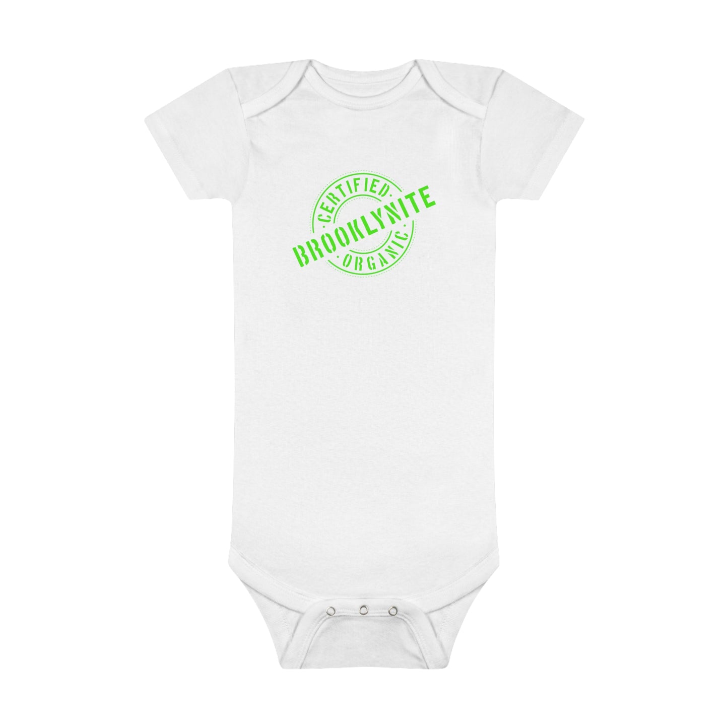 Baby Short Sleeve Onesie® "Certified Organic Brooklynite" - White