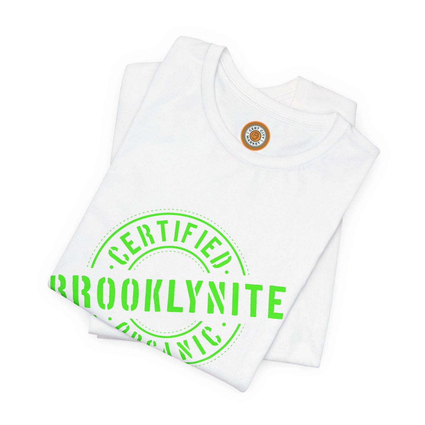 Unisex "Certified Organic Brooklynite"Jersey Short Sleeve Tee - Green Stamp