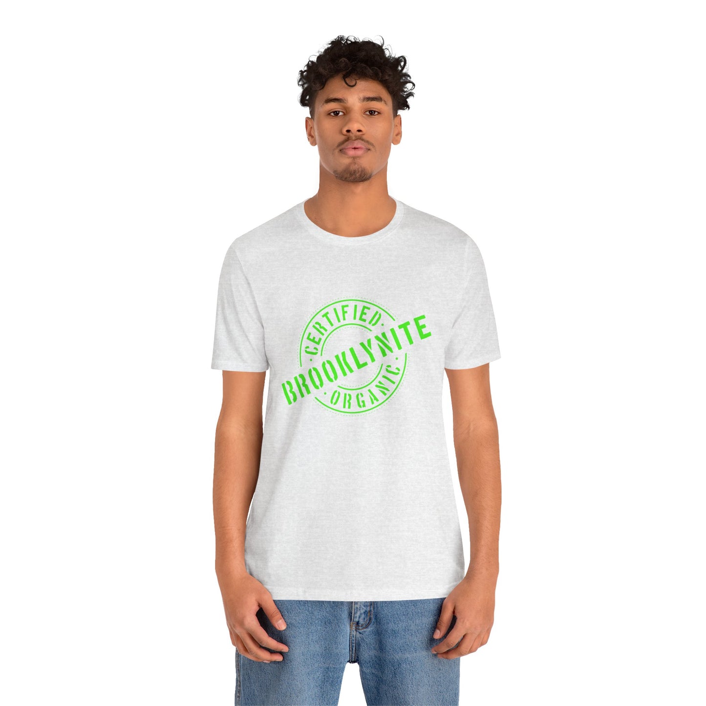 Unisex "Certified Organic Brooklynite"Jersey Short Sleeve Tee - Green Stamp