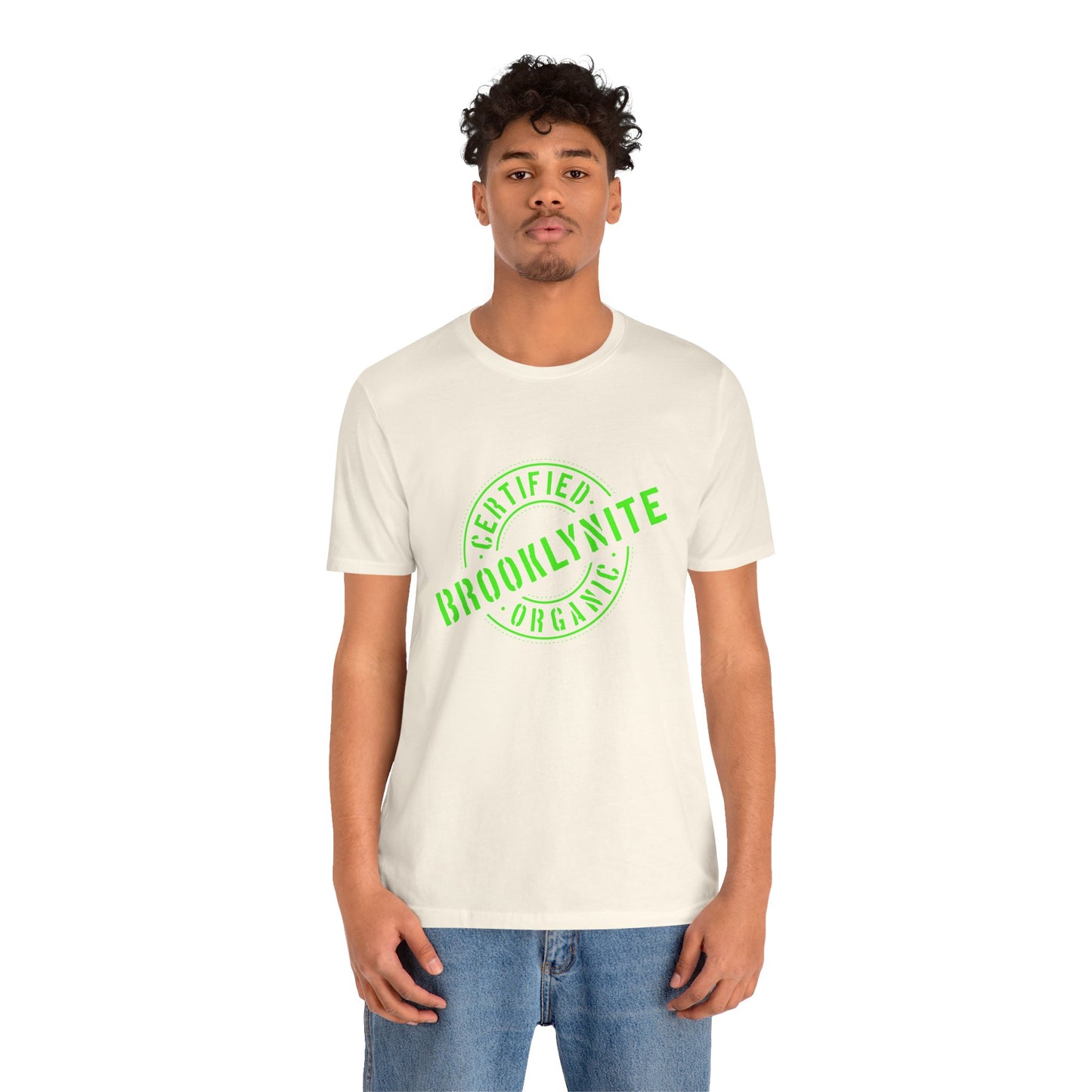 Unisex "Certified Organic Brooklynite"Jersey Short Sleeve Tee - Green Stamp
