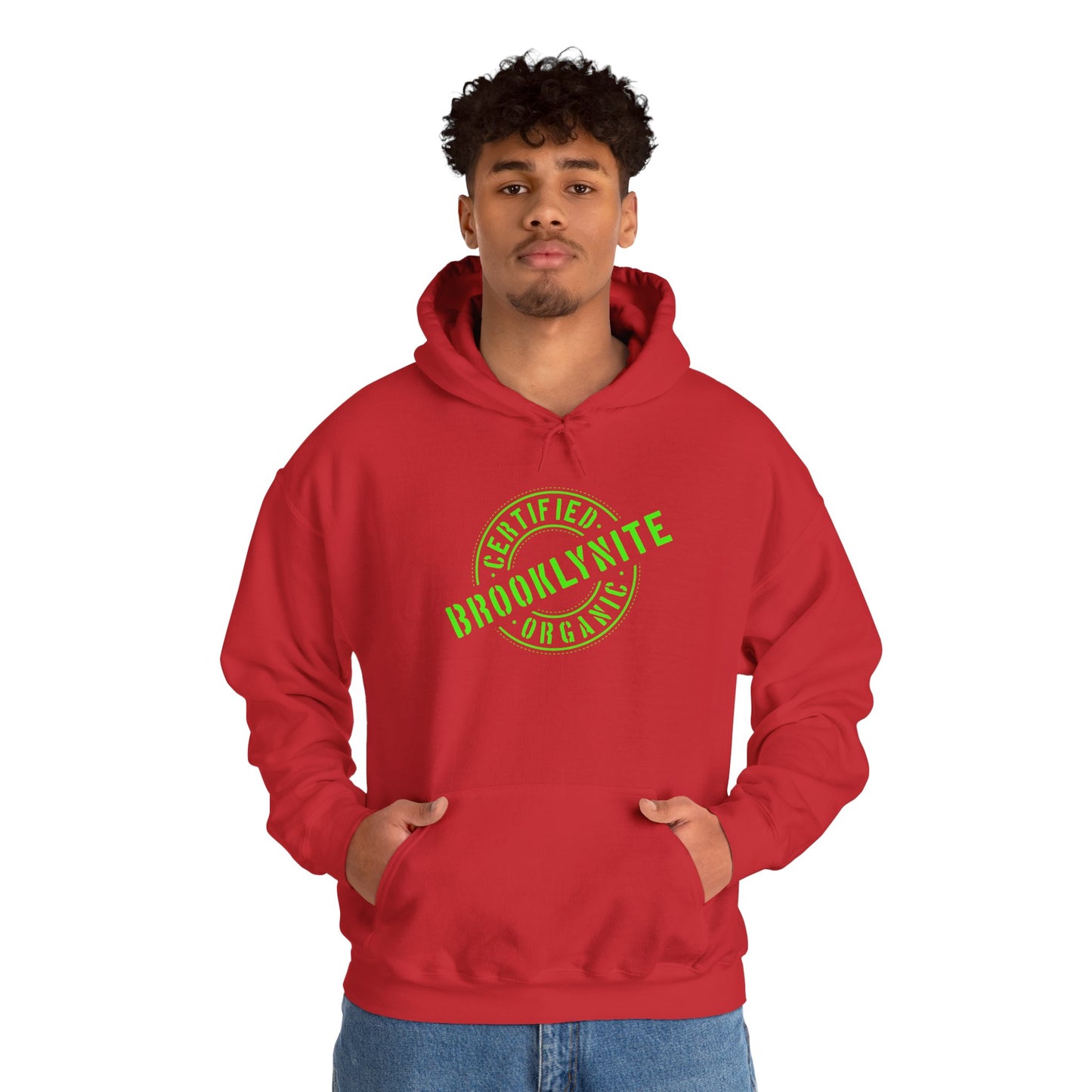 Unisex Hooded Sweatshirt "Certified Organic Brooklynite" — Green Stamp