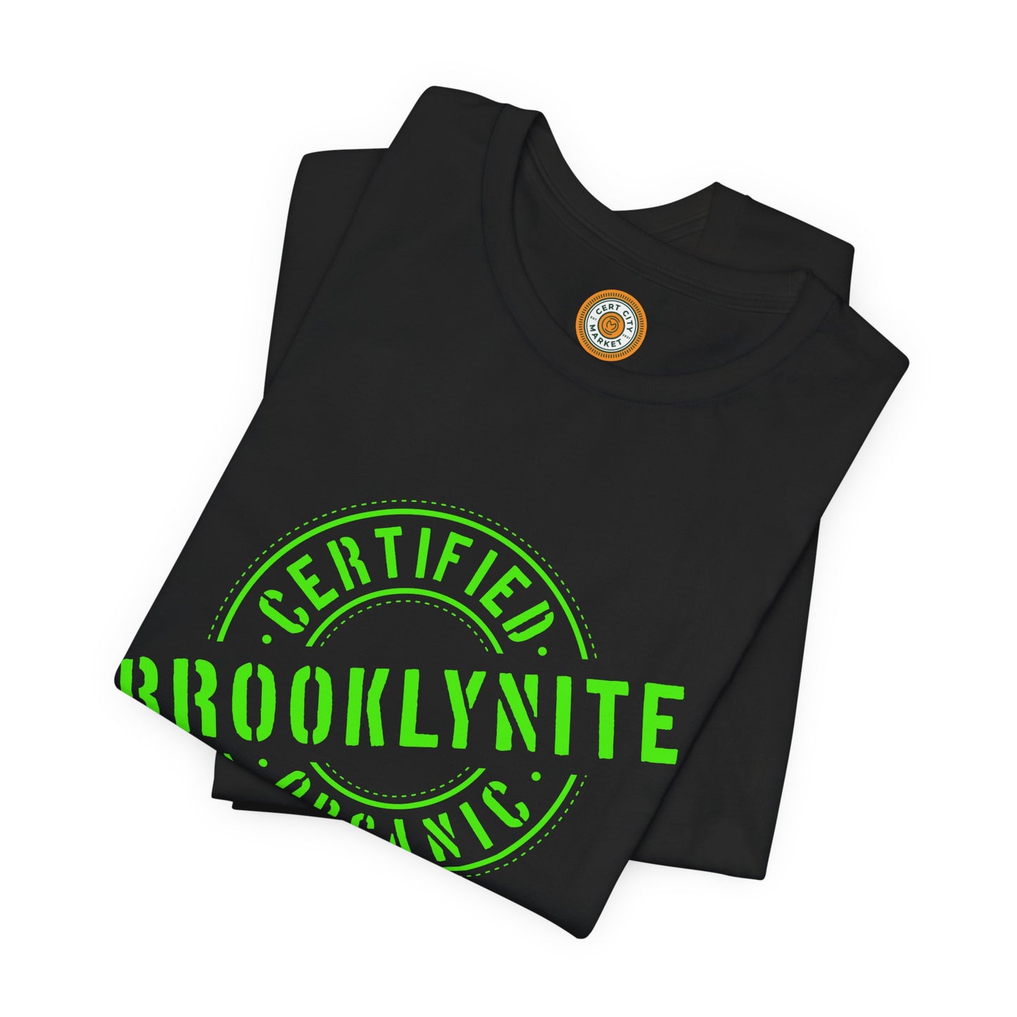 Unisex "Certified Organic Brooklynite"Jersey Short Sleeve Tee - Green Stamp