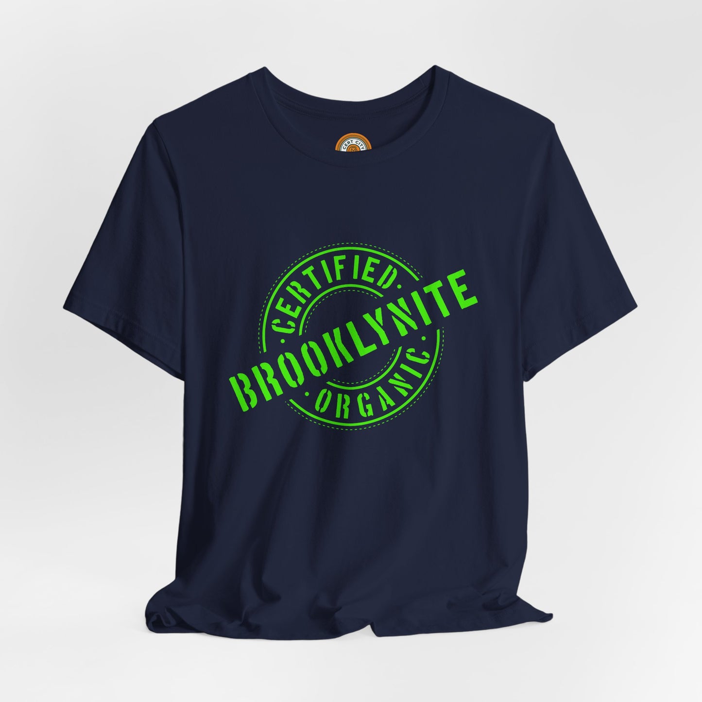 Unisex "Certified Organic Brooklynite"Jersey Short Sleeve Tee - Green Stamp