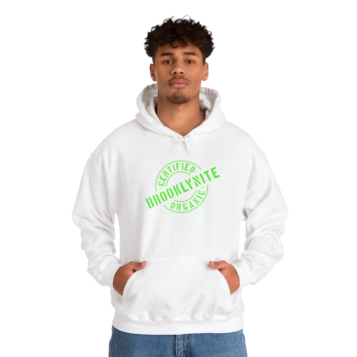 Unisex Hooded Sweatshirt "Certified Organic Brooklynite" — Green Stamp