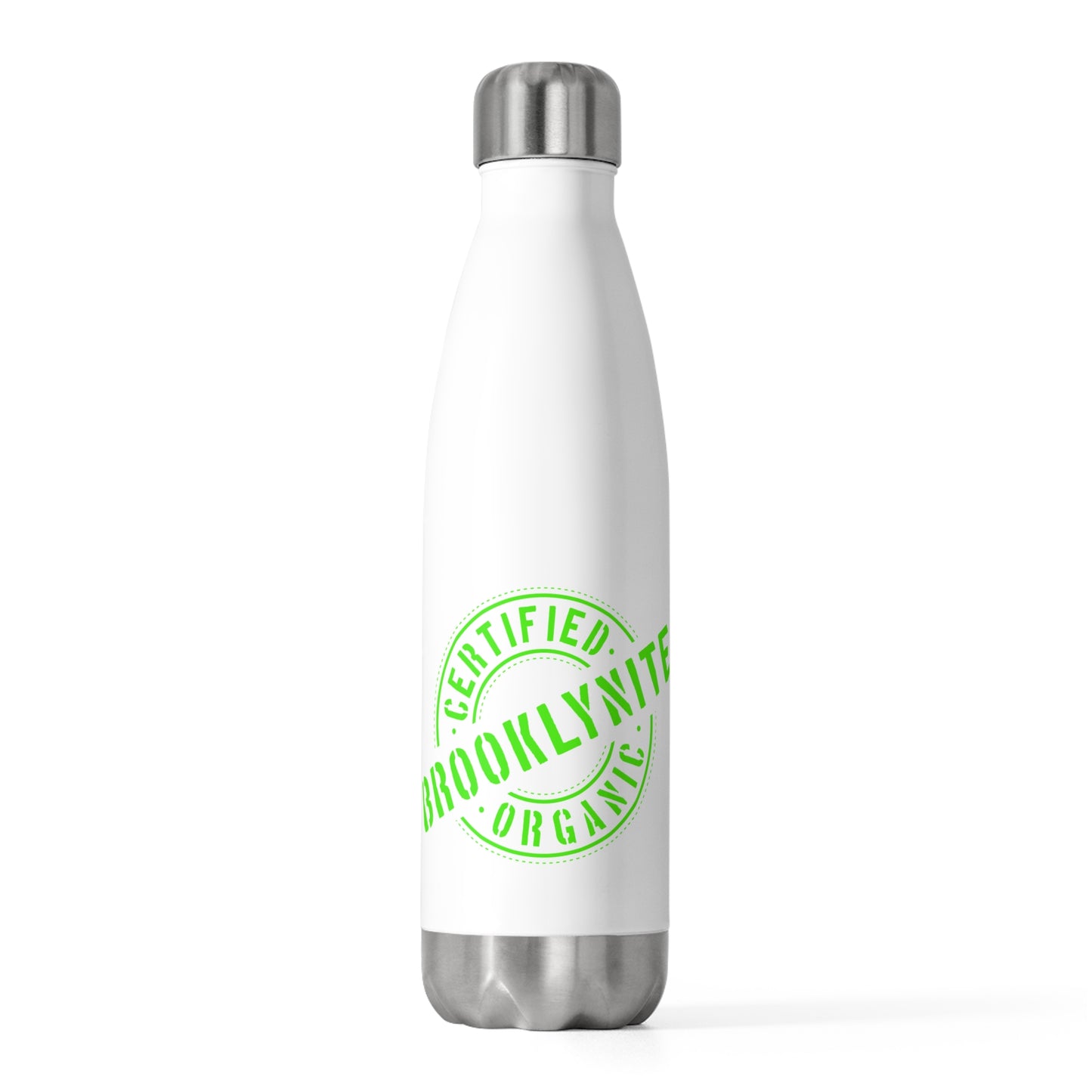 Insulated Bottle  — “Certified Organic Brooklynite” Green Logo 20oz Stainless Water Bottle
