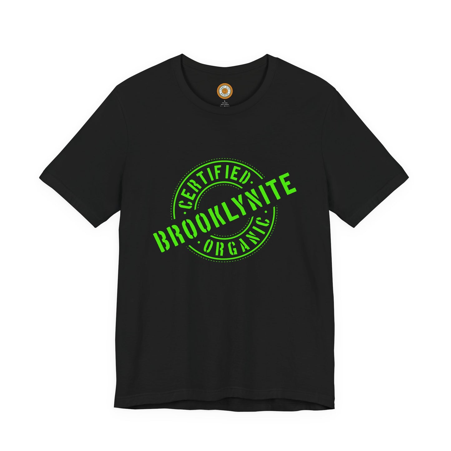 Unisex "Certified Organic Brooklynite"Jersey Short Sleeve Tee - Green Stamp
