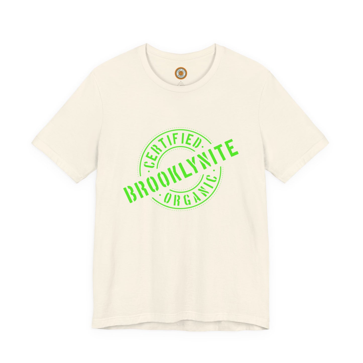 Unisex "Certified Organic Brooklynite"Jersey Short Sleeve Tee - Green Stamp