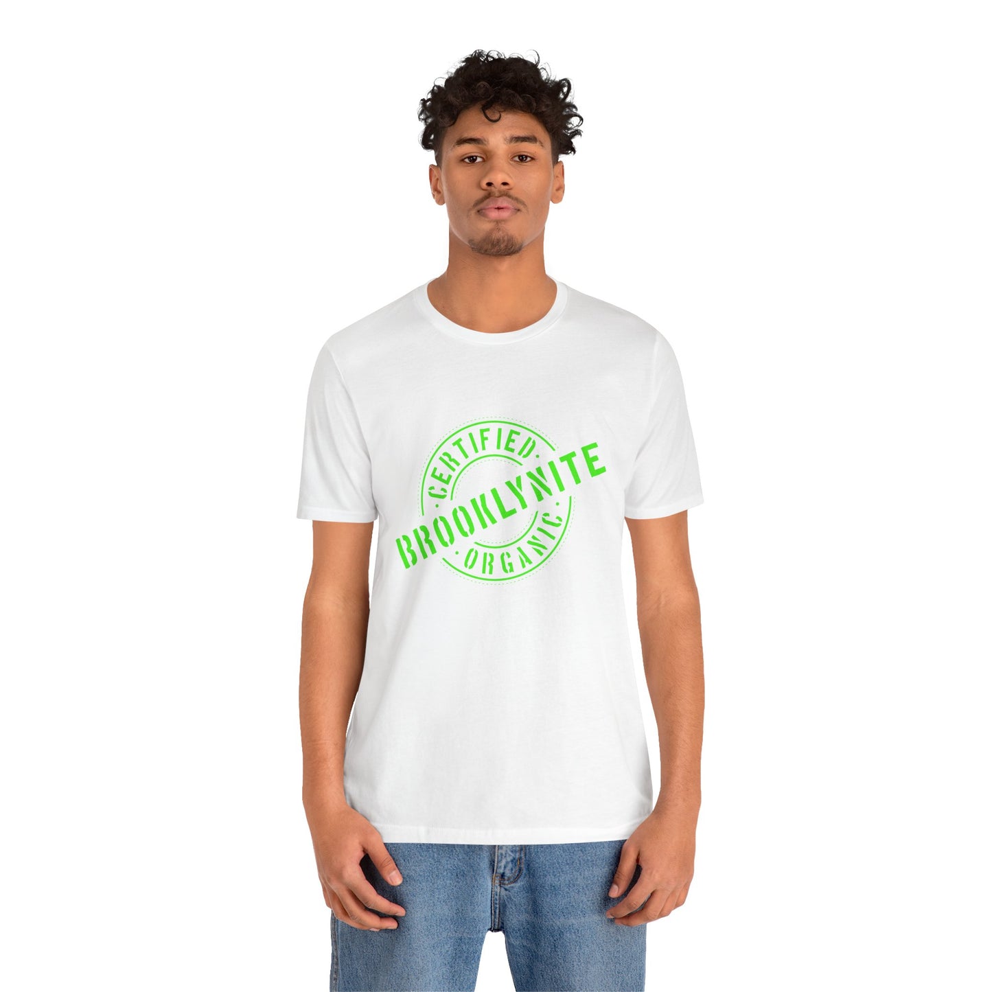 Unisex "Certified Organic Brooklynite"Jersey Short Sleeve Tee - Green Stamp