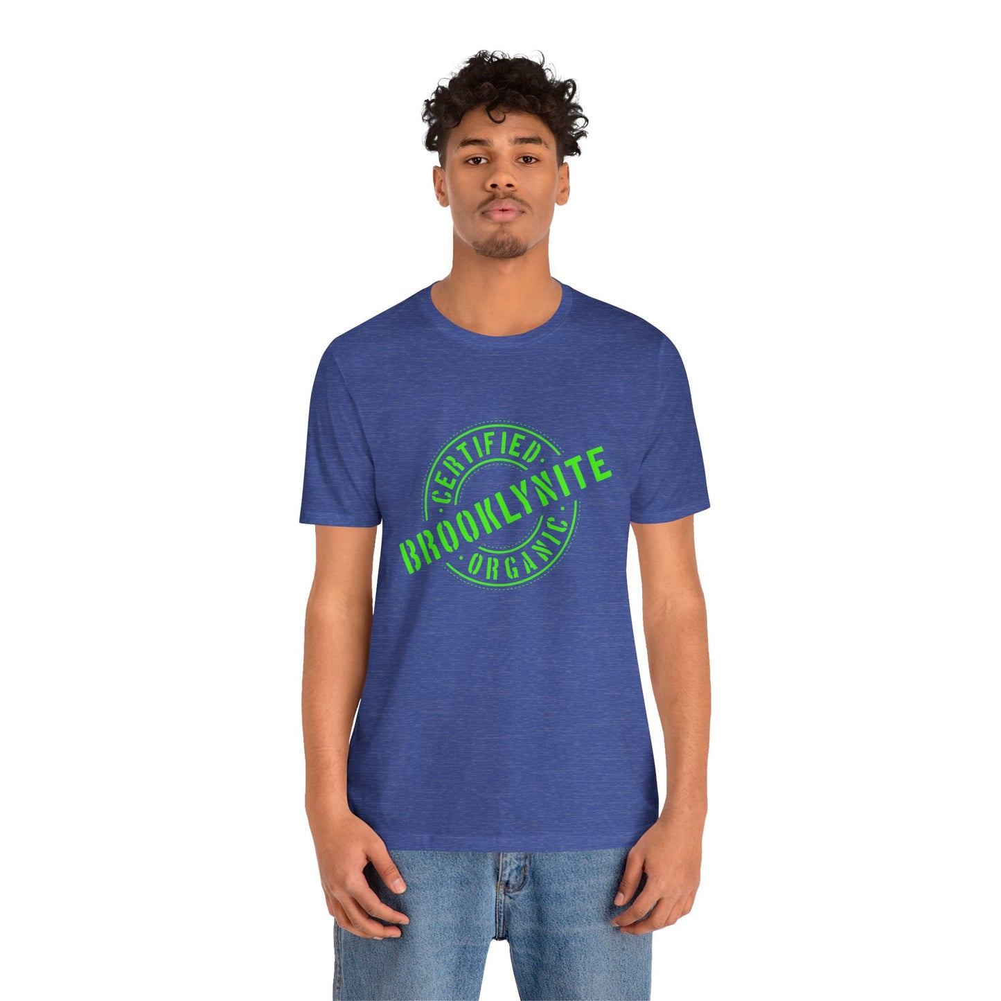 Unisex "Certified Organic Brooklynite"Jersey Short Sleeve Tee - Green Stamp