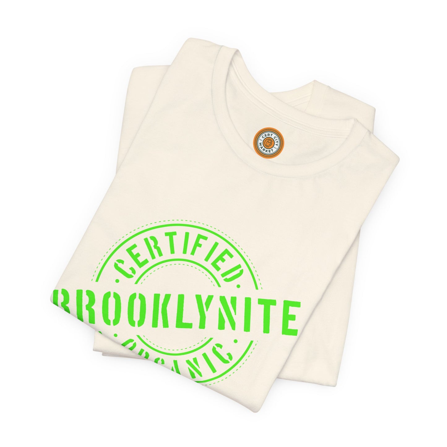 Unisex "Certified Organic Brooklynite"Jersey Short Sleeve Tee - Green Stamp