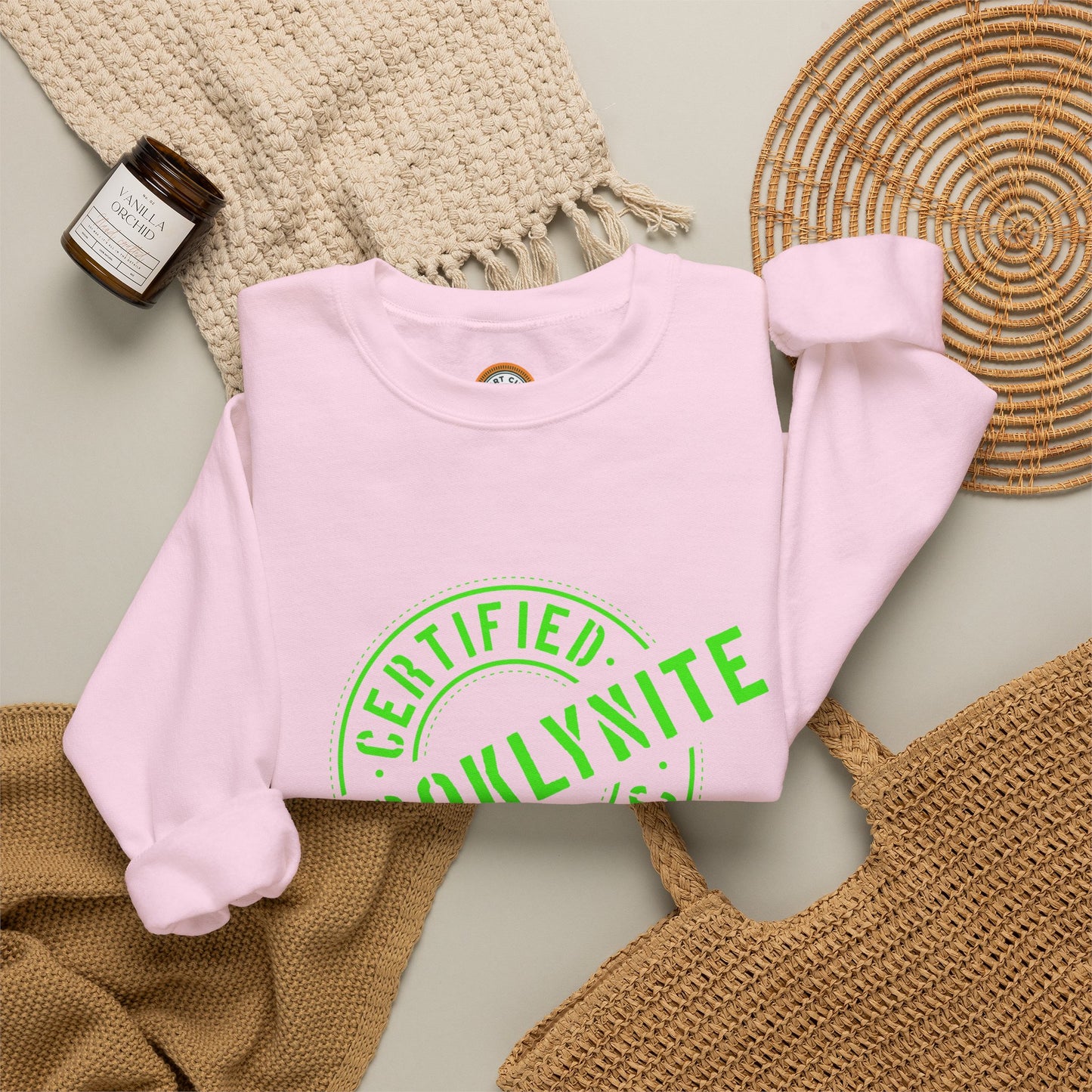 Unisex Heavy Blend Crewneck Sweatshirt "Certified Organic Brooklynite" - Green Stamp