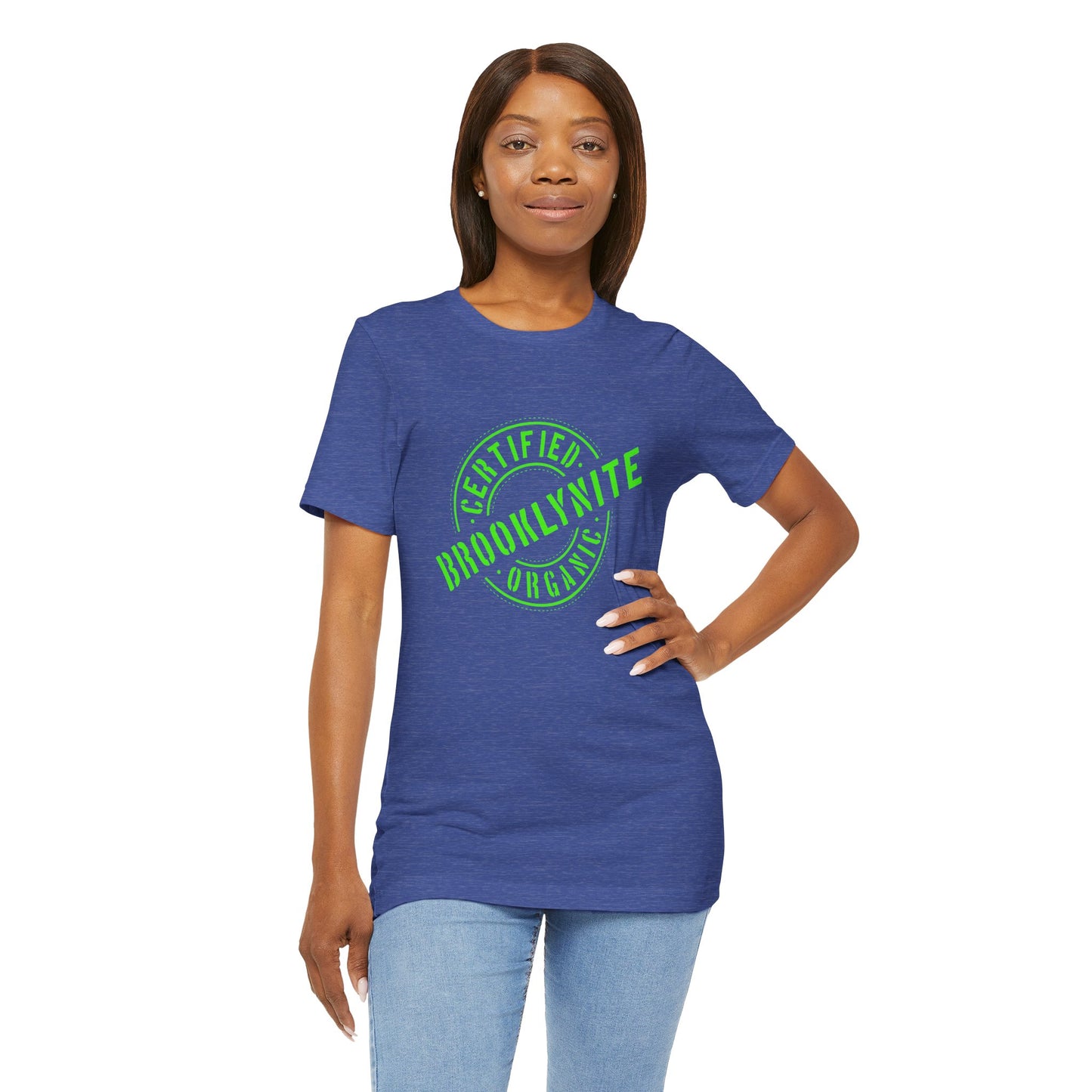 Unisex "Certified Organic Brooklynite"Jersey Short Sleeve Tee - Green Stamp