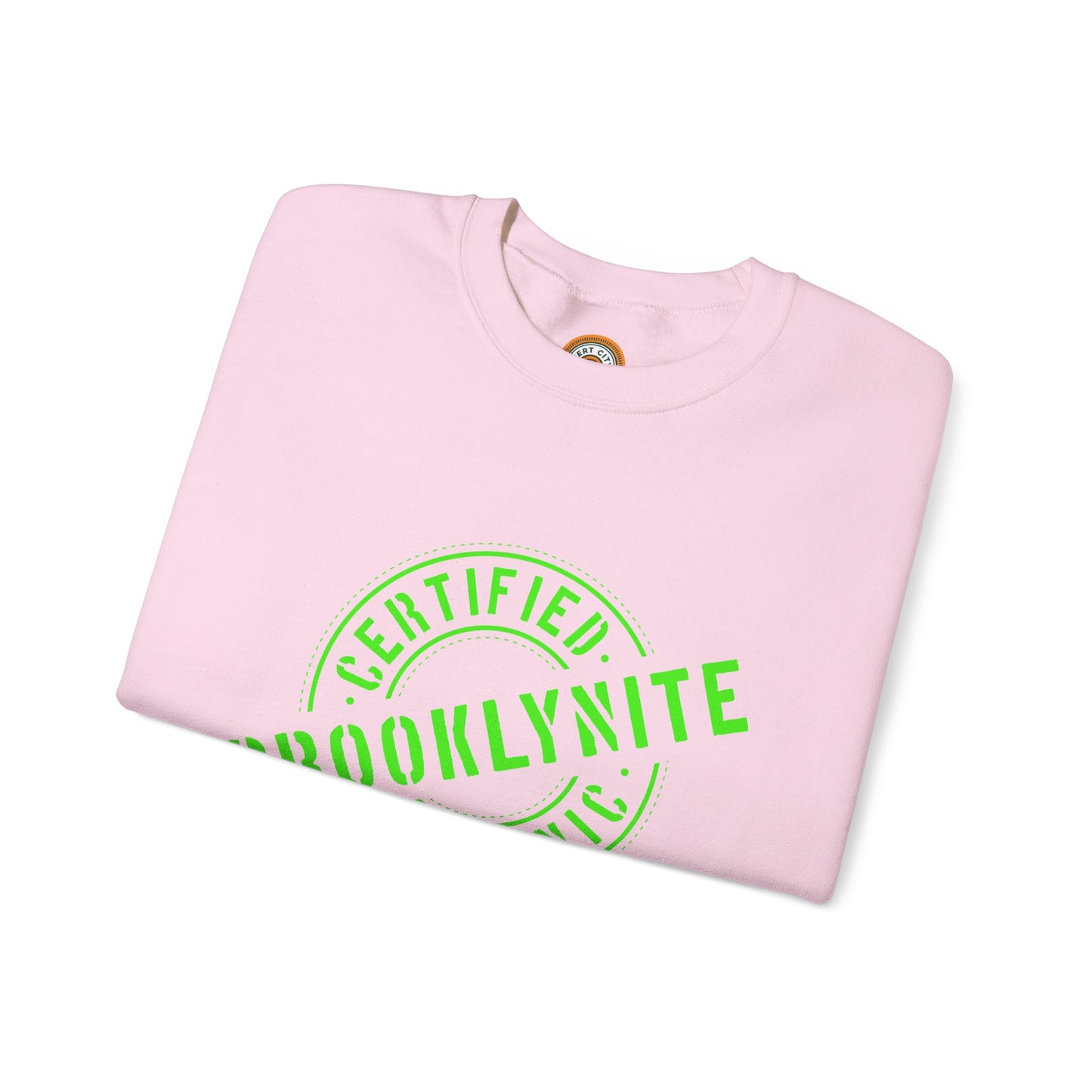 Unisex Heavy Blend Crewneck Sweatshirt "Certified Organic Brooklynite" - Green Stamp