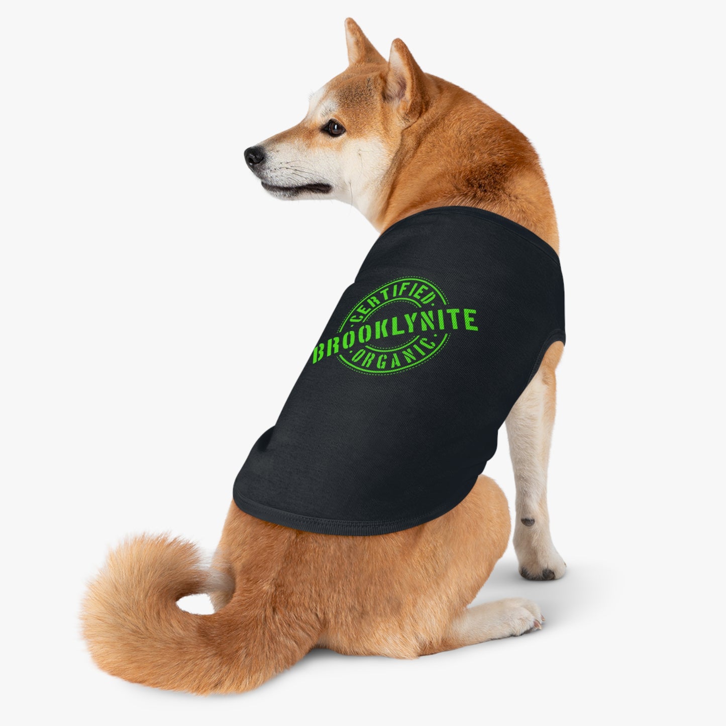 Certified Organic Brooklynite Pet Tank Top – Green Stamp Dog Shirt