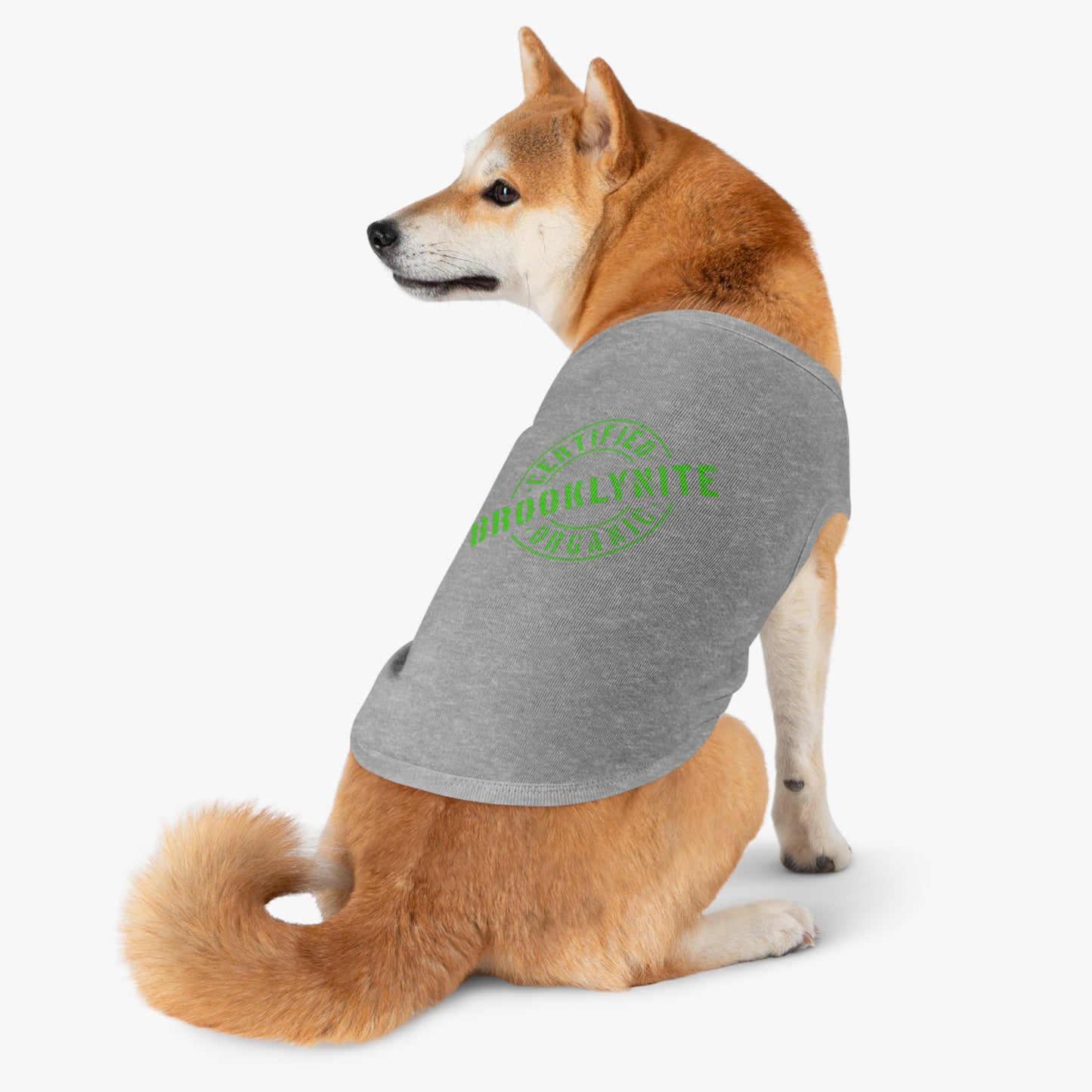 Certified Organic Brooklynite Pet Tank Top – Green Stamp Dog Shirt