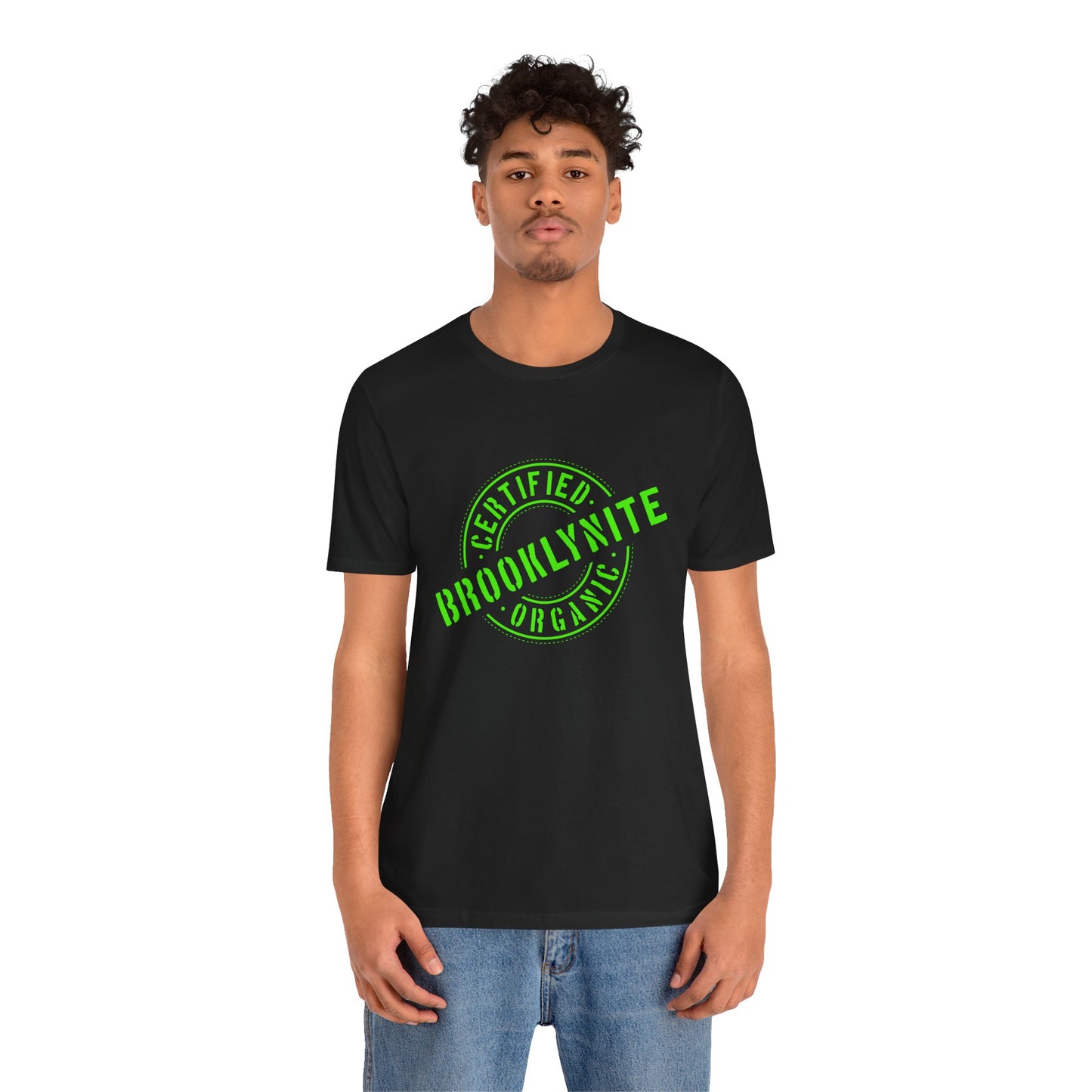 Unisex "Certified Organic Brooklynite"Jersey Short Sleeve Tee - Green Stamp