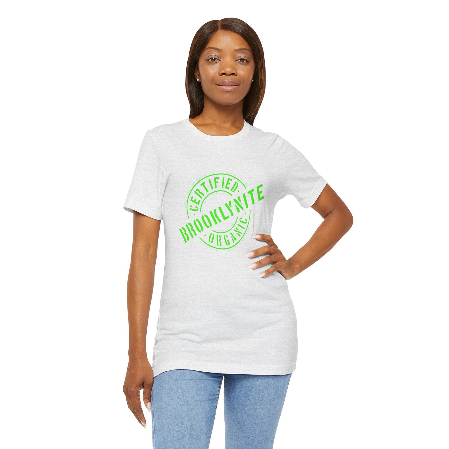 Unisex "Certified Organic Brooklynite"Jersey Short Sleeve Tee - Green Stamp