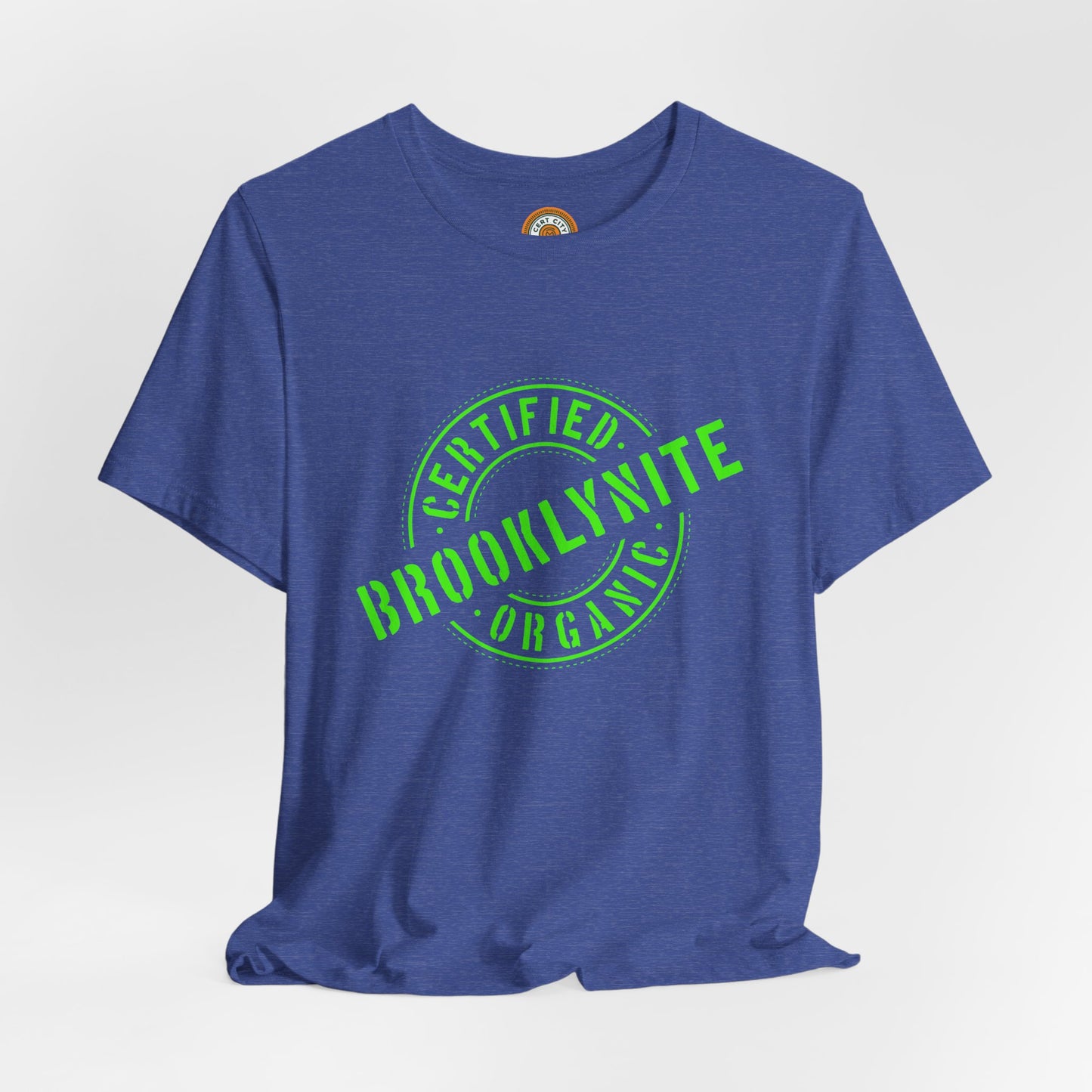 Unisex "Certified Organic Brooklynite"Jersey Short Sleeve Tee - Green Stamp