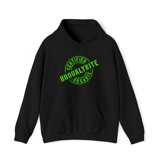 Unisex Hooded Sweatshirt "Certified Organic Brooklynite" - Black