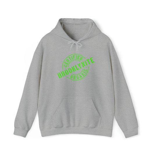 Unisex Hooded Sweatshirt "Certified Organic Brooklynite" - Grey