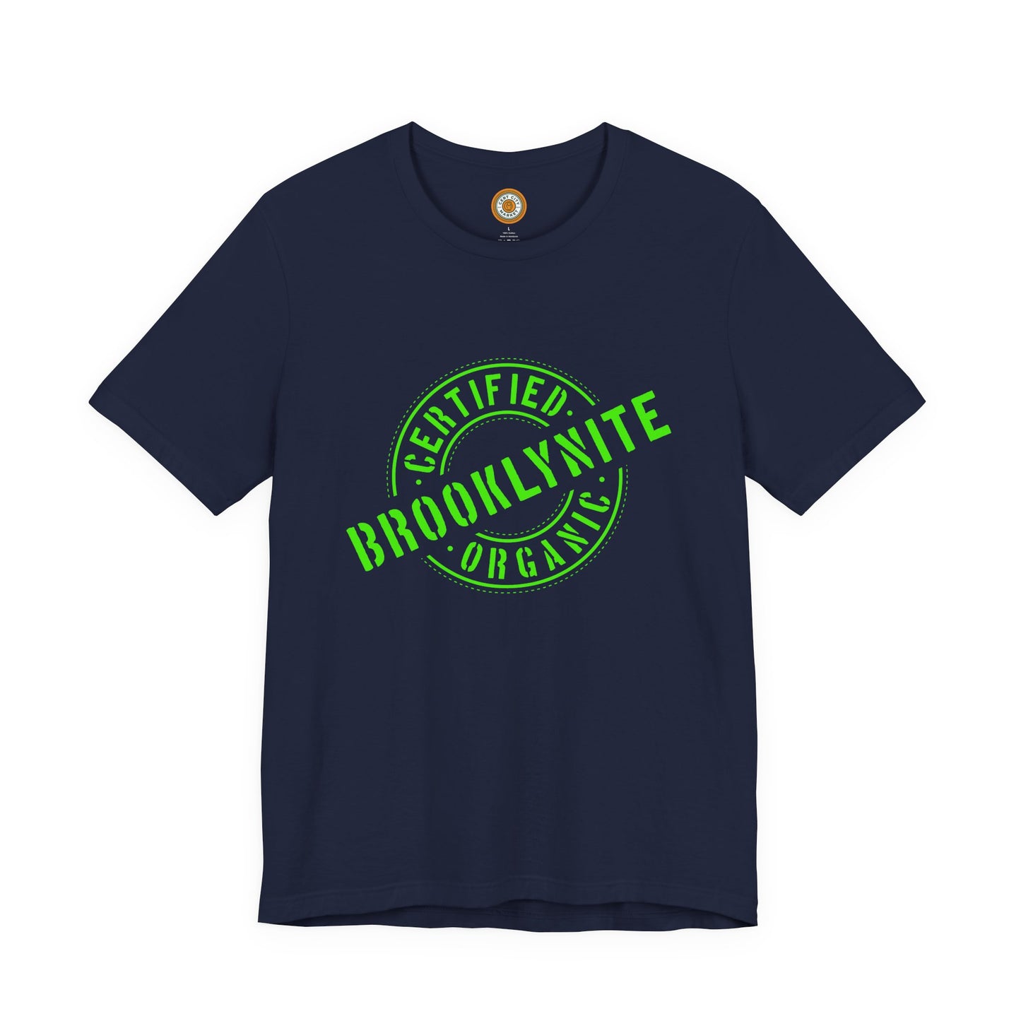 Unisex "Certified Organic Brooklynite"Jersey Short Sleeve Tee - Green Stamp
