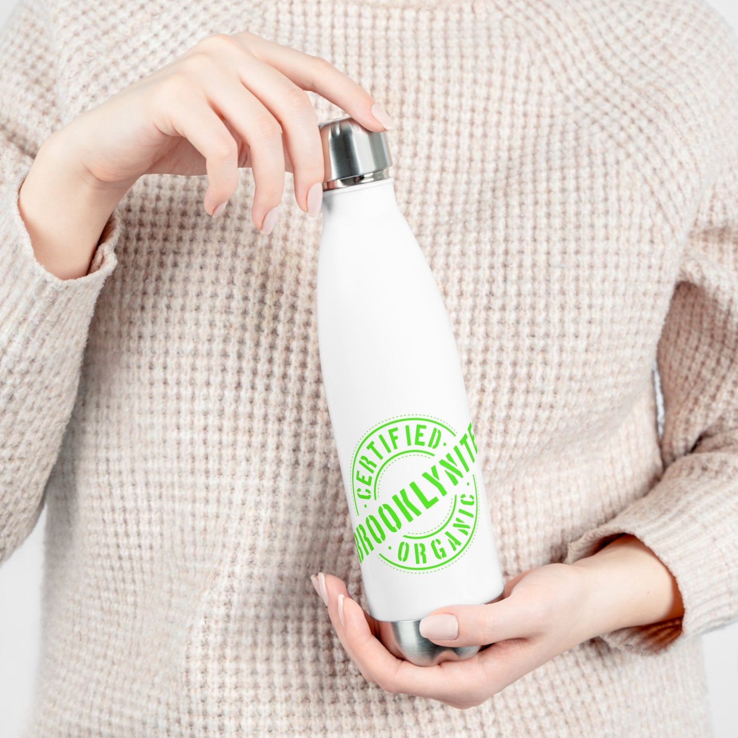 Insulated Bottle  — “Certified Organic Brooklynite” Green Logo 20oz Stainless Water Bottle