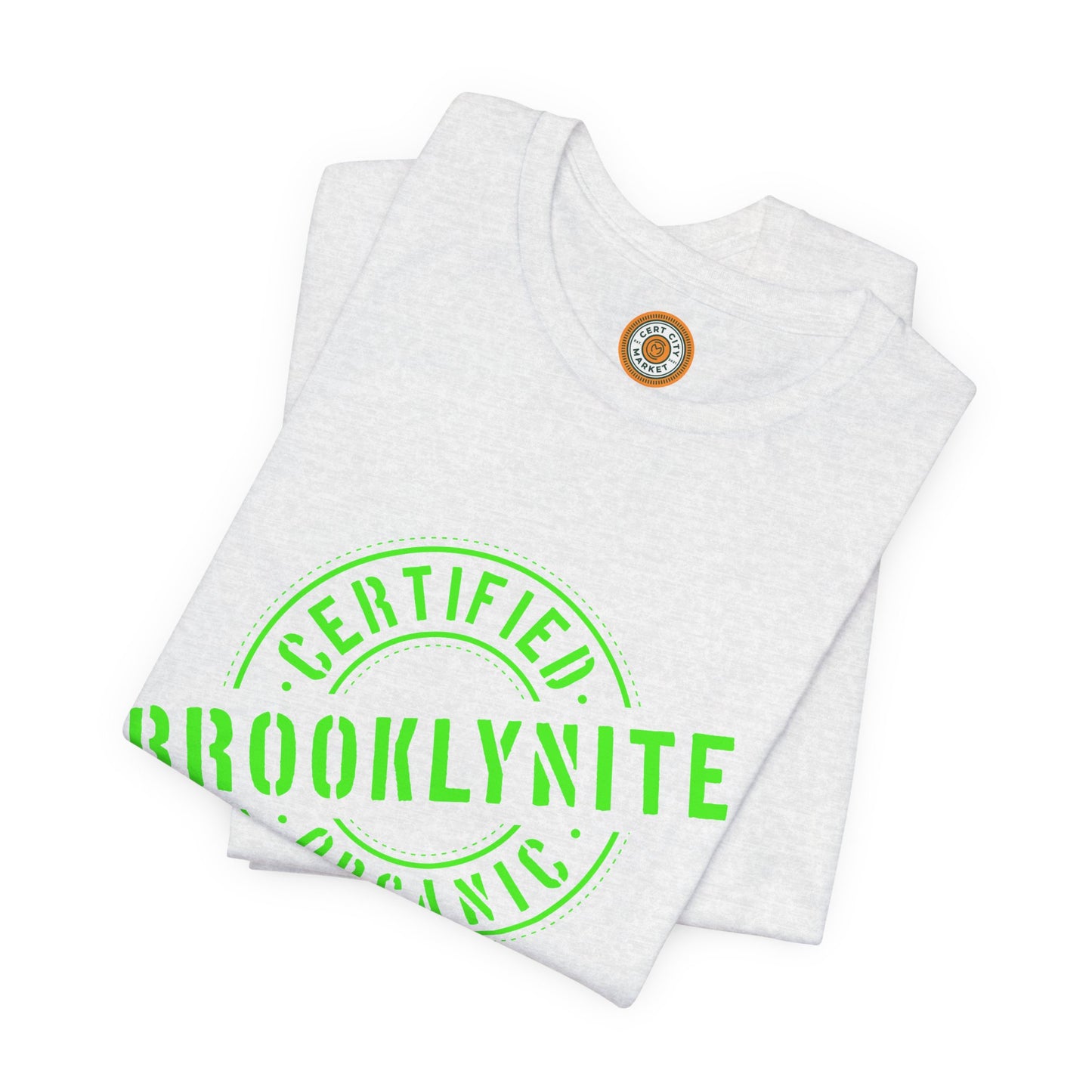Unisex "Certified Organic Brooklynite"Jersey Short Sleeve Tee - Green Stamp