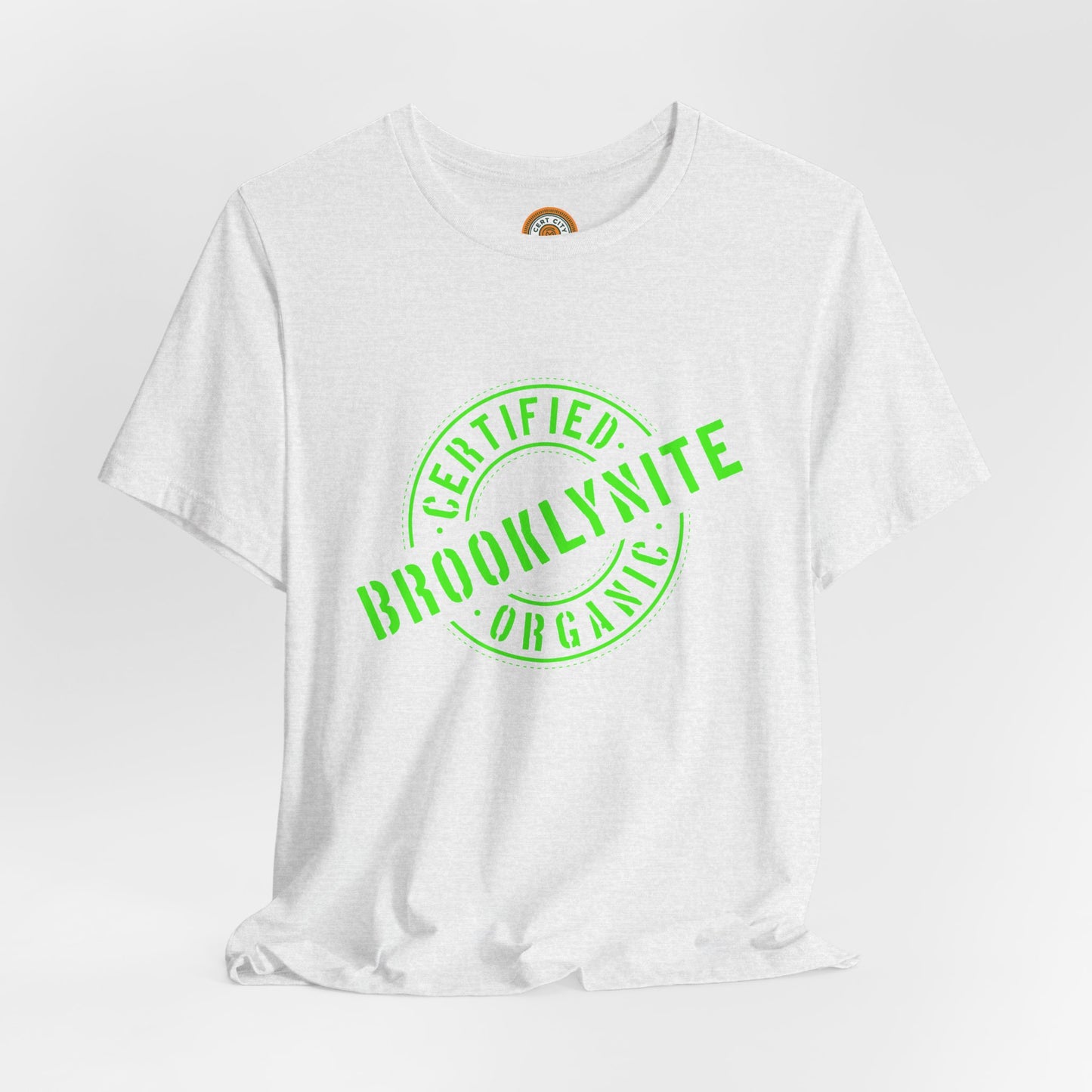 Unisex "Certified Organic Brooklynite"Jersey Short Sleeve Tee - Green Stamp