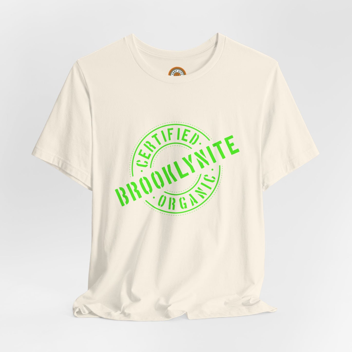 Unisex "Certified Organic Brooklynite"Jersey Short Sleeve Tee - Green Stamp