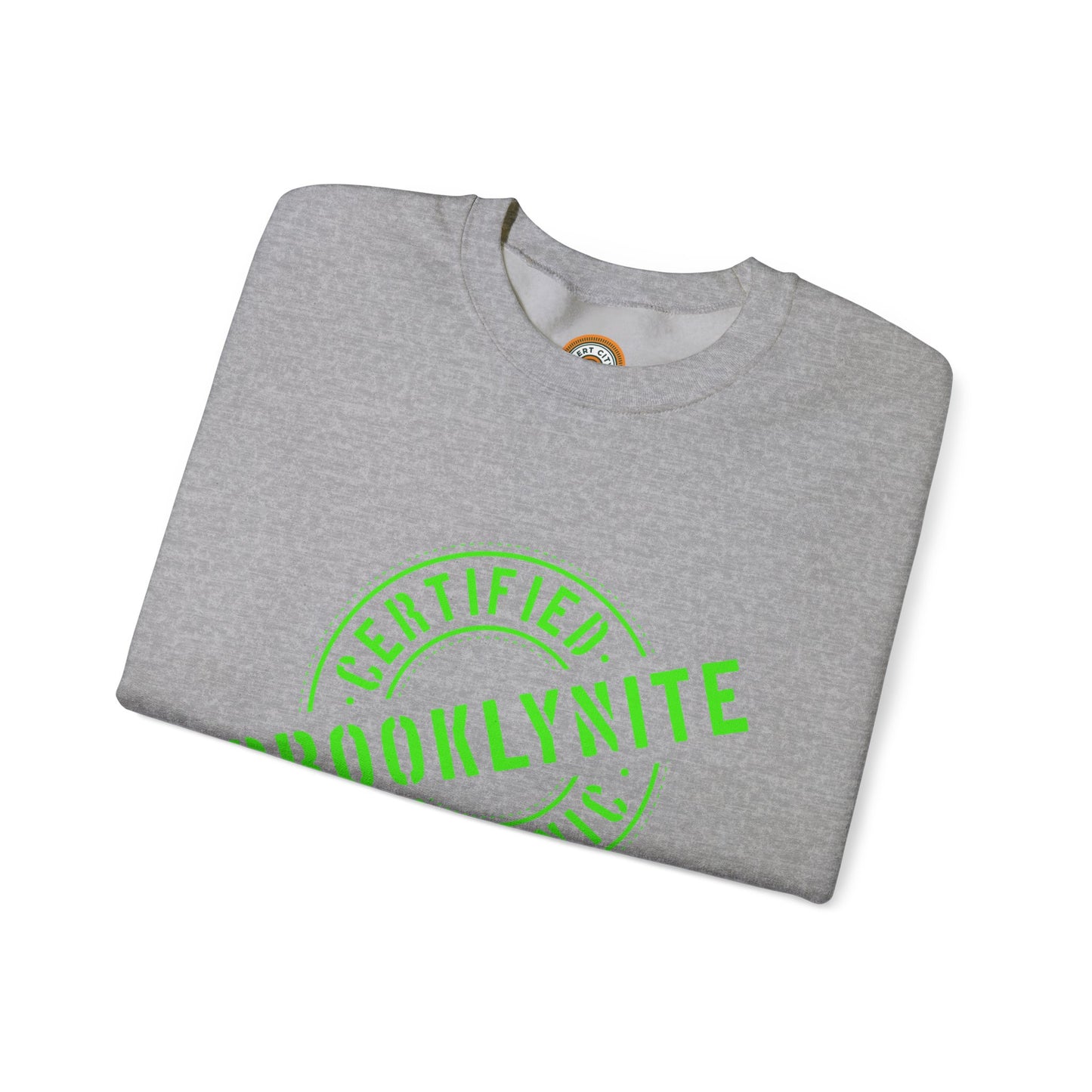 Unisex Heavy Blend Crewneck Sweatshirt "Certified Organic Brooklynite" - Green Stamp